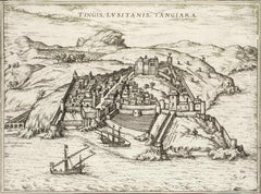 Tangiaria (Tanger), Map from "Civitates Orbis Terrarum"-by F. Hogenberg - 1575