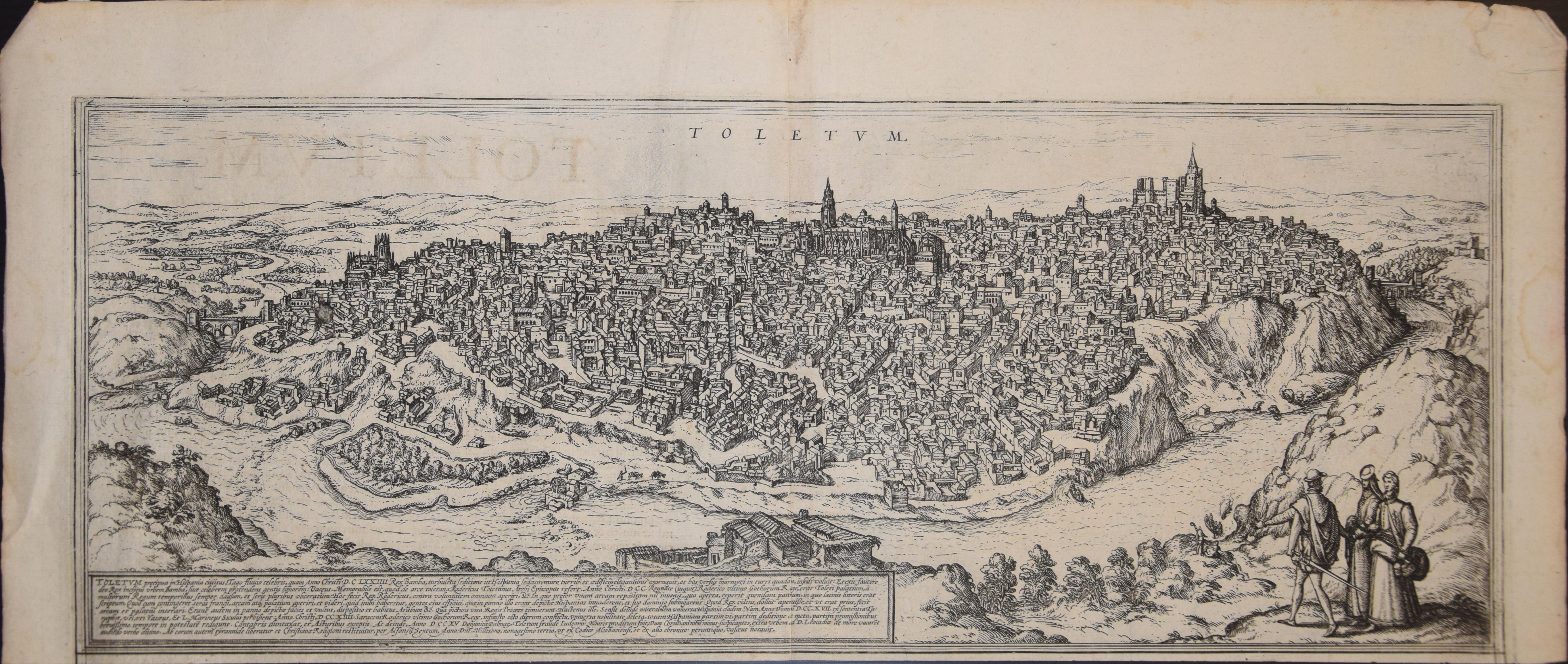 Frans Hogenberg Landscape Print - Toledo, Map from "Civitates Orbis Terrarum" - by F. Hogenberg - 1575