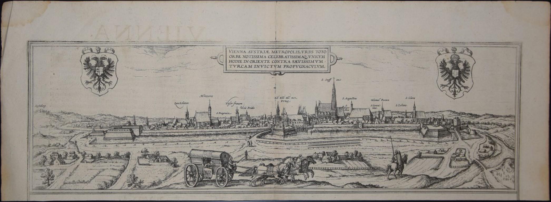 Wien, Antike Karte aus "Civitates Orbis Terrarum" - Radierung - Alter Meister