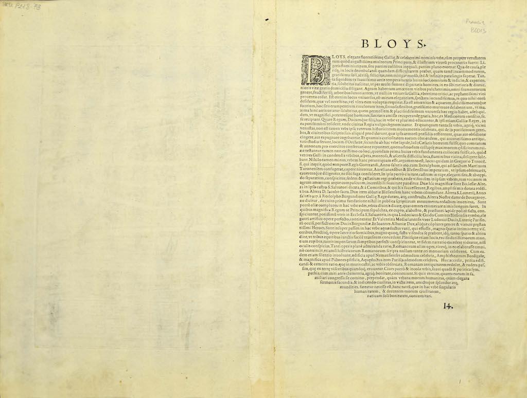 View of Blois - Gravure de G. Braun et F. Hogenberg - Fin du 16ème siècle - Print de Frans Hogenberg