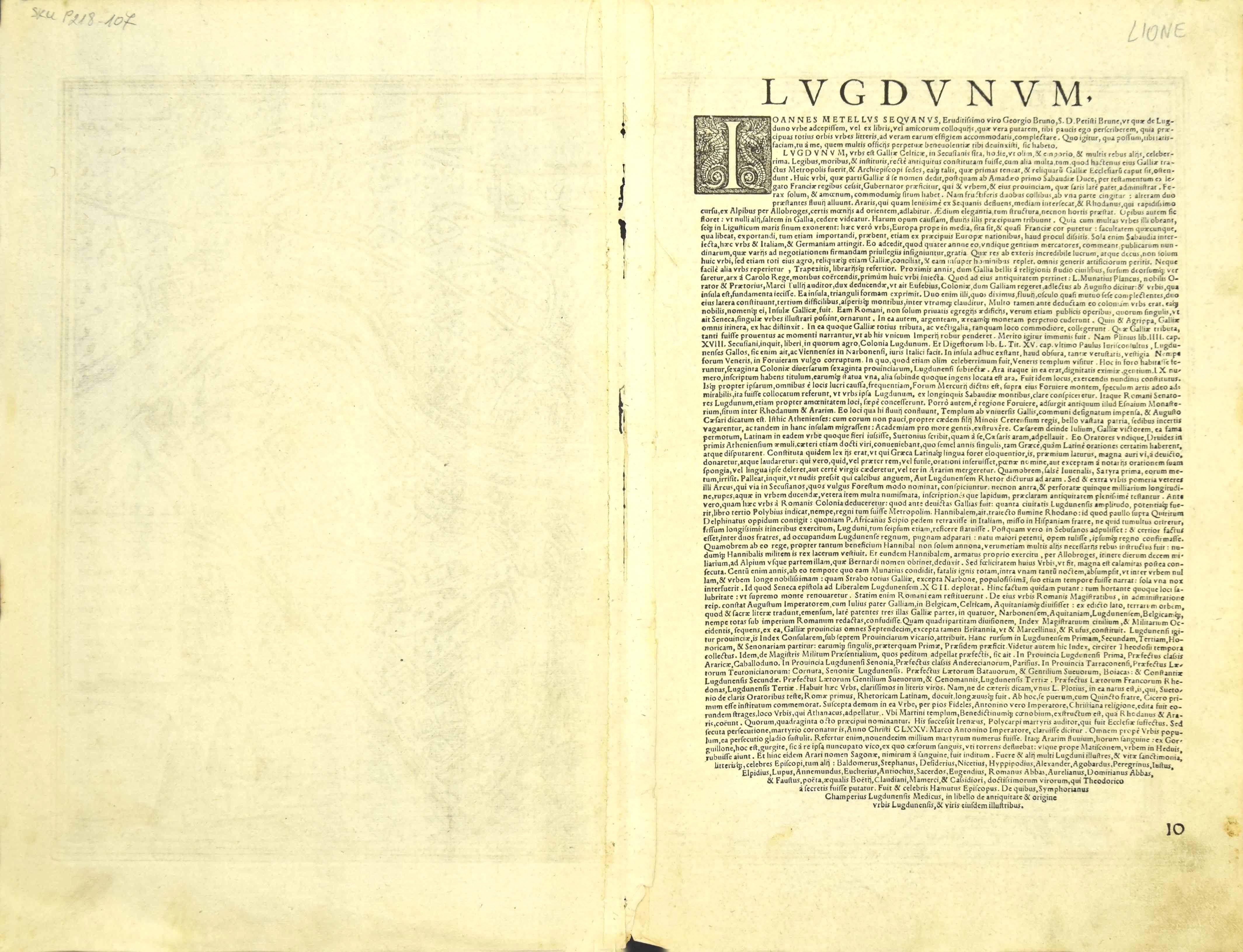 Vue de Lyon - par George Braun et Franz Hogenberg - fin du 16ème siècle - Print de Frans Hogenberg