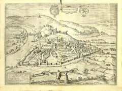 View of Namur (Belgium) – Radierung von G. Braun und F. Hogenberg – Ende 1500