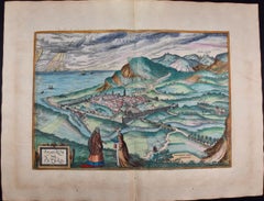 View of Pisaro, Italy: A 16th Century Hand-colored Map by Braun & Hogenberg
