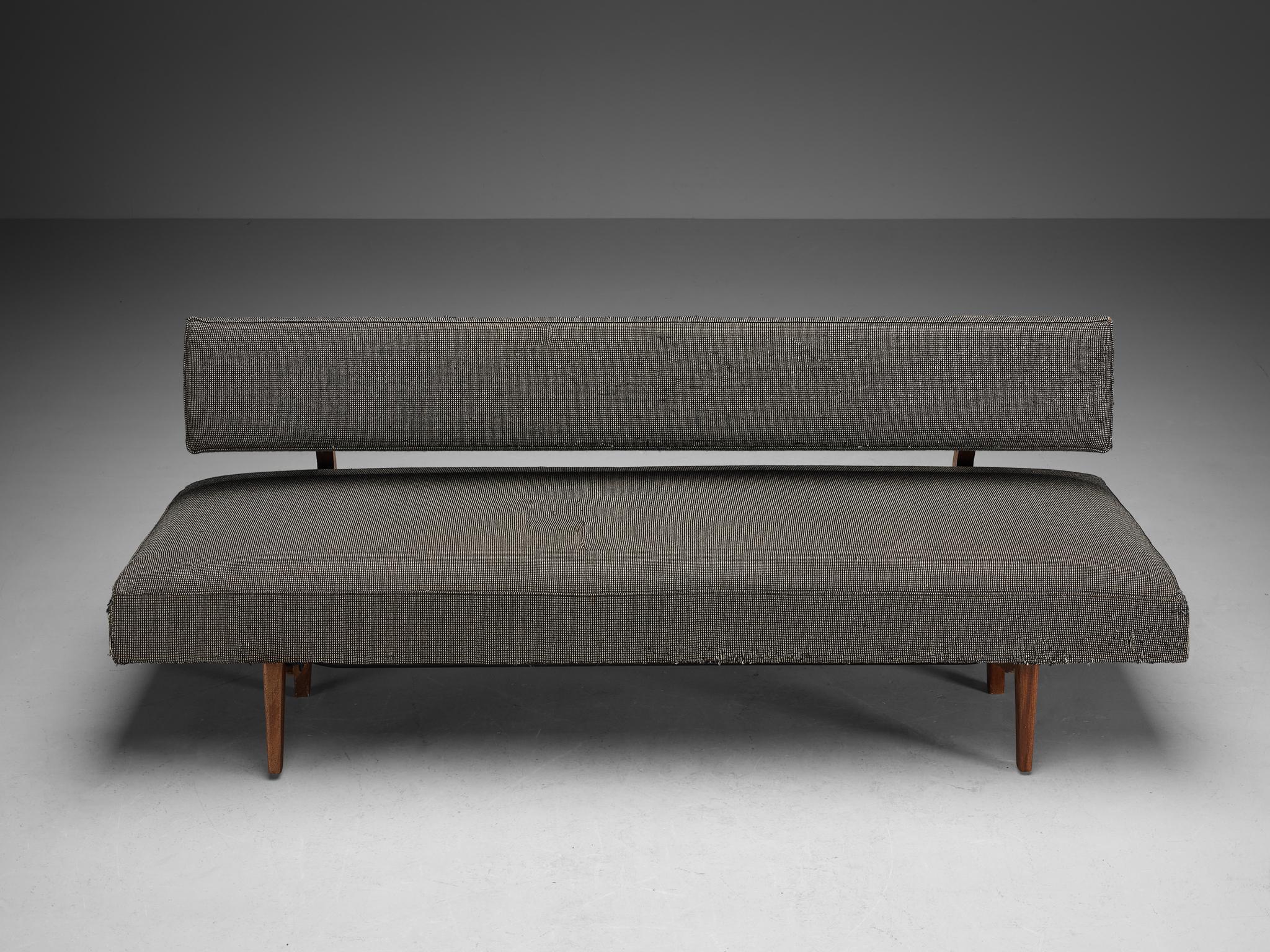 Mid-Century Modern Franz Hohn for Honeta Daybed or Sofa in Grey Upholstery and Teak  For Sale