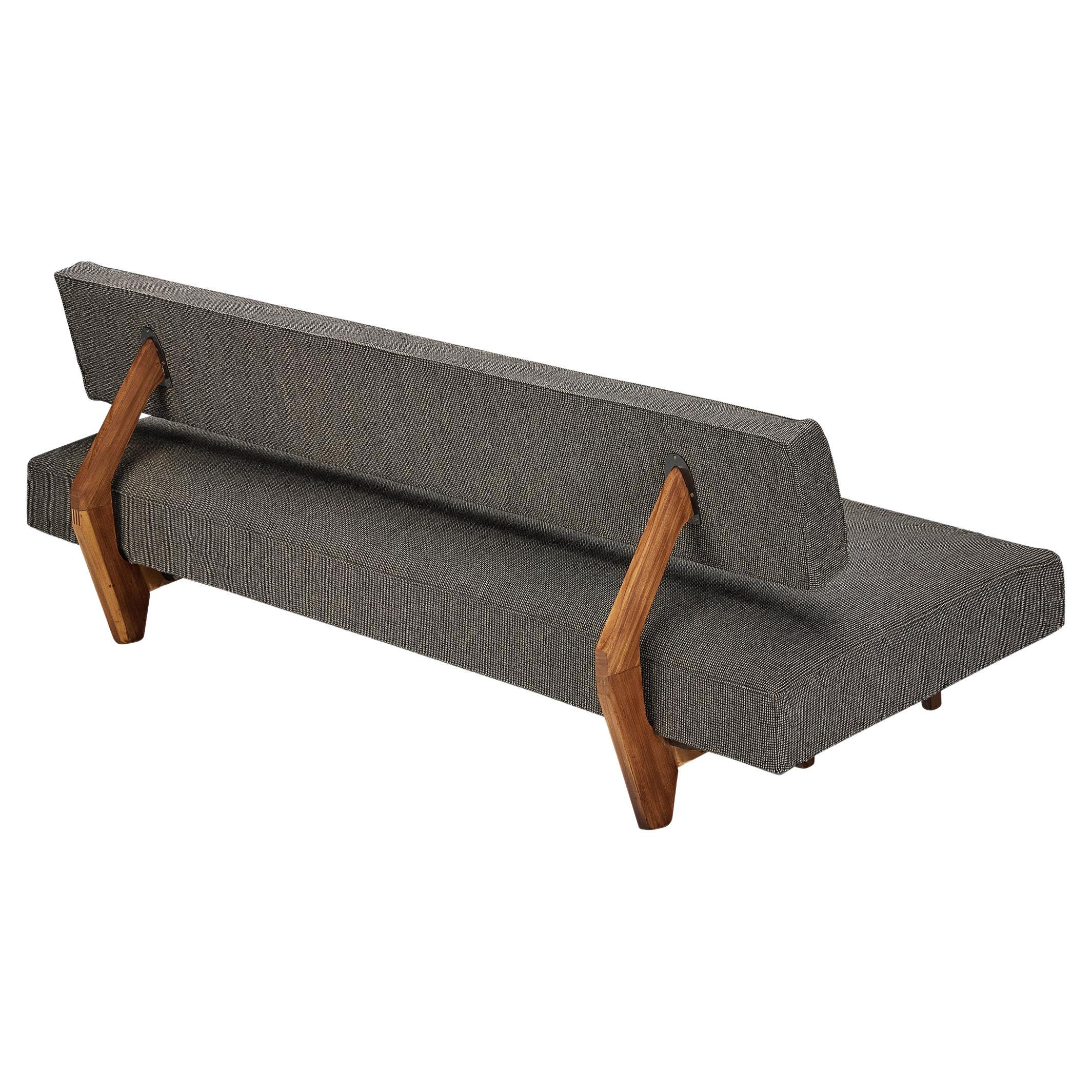 Franz Hohn for Honeta Daybed or Sofa in Grey Upholstery and Teak  For Sale