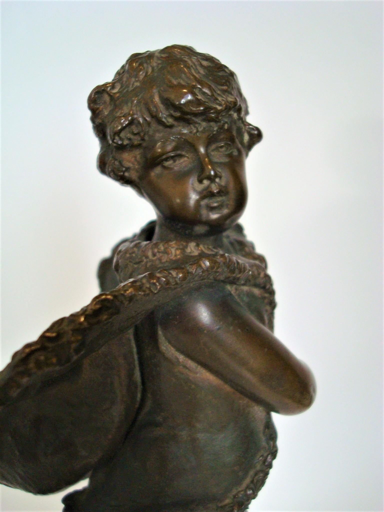20th Century Franz Iffland Bronze Sculpture of a Cupid Boy Ice Skater, ca 1900 For Sale