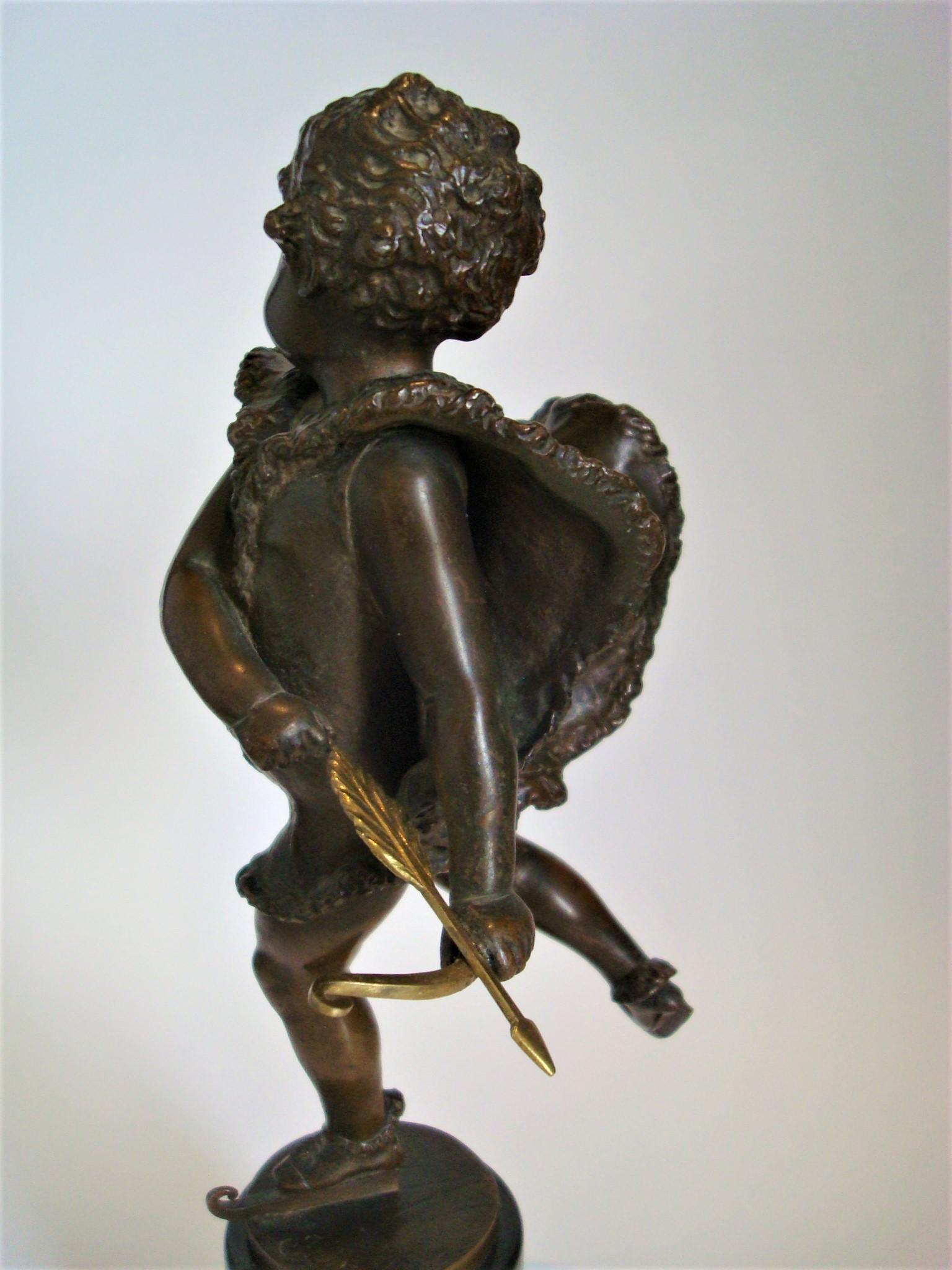 Patiné Sculpture en bronze de Franz Iffland représentant un garçon patineur de glace Cupidon, vers 1900 en vente