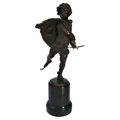 Franz Iffland Bronze Sculpture of a Cupid Boy Ice Skater, ca 1900