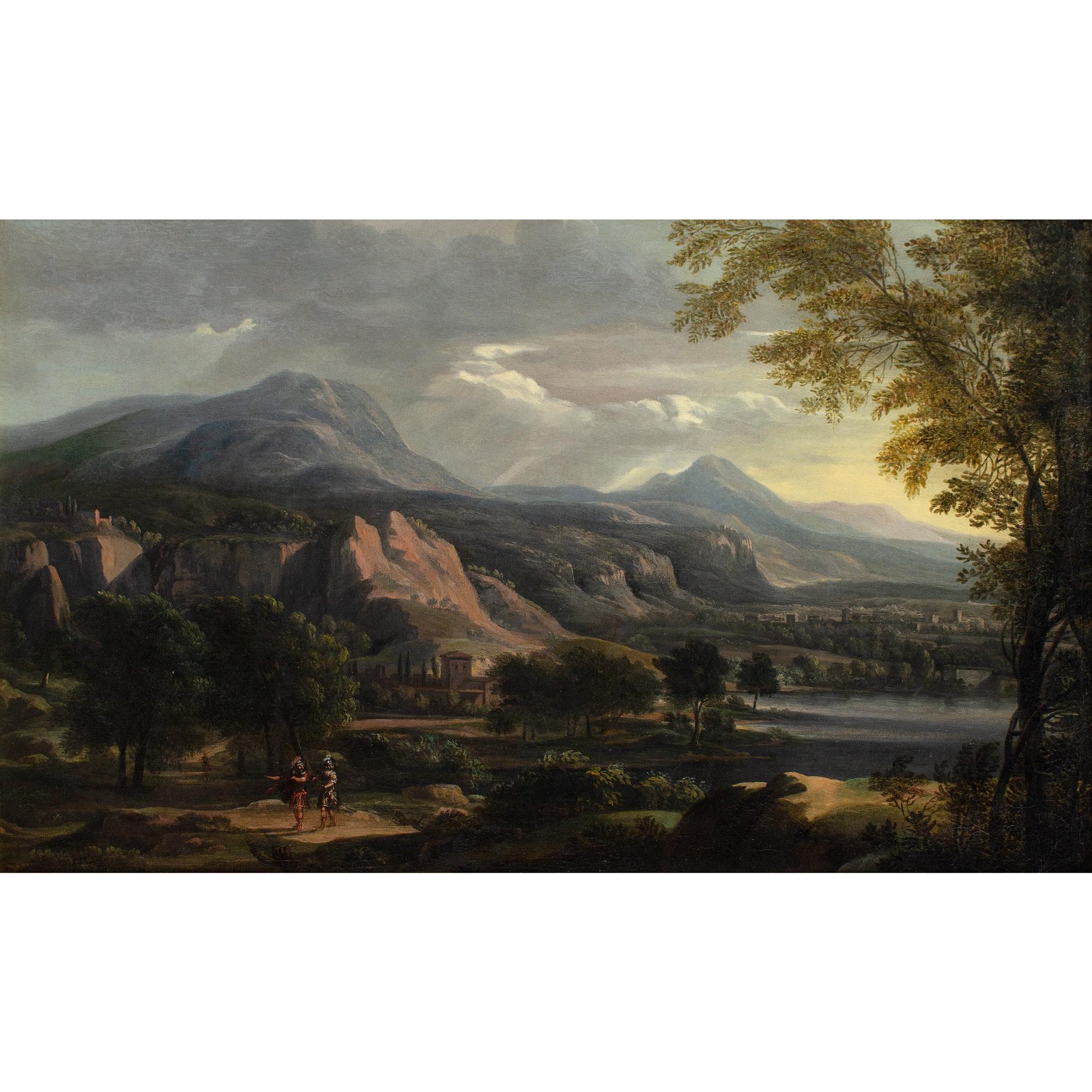 Franz Joachim Beich (Attribué), Paysage à l'italienne avec soldats romains en vente 1