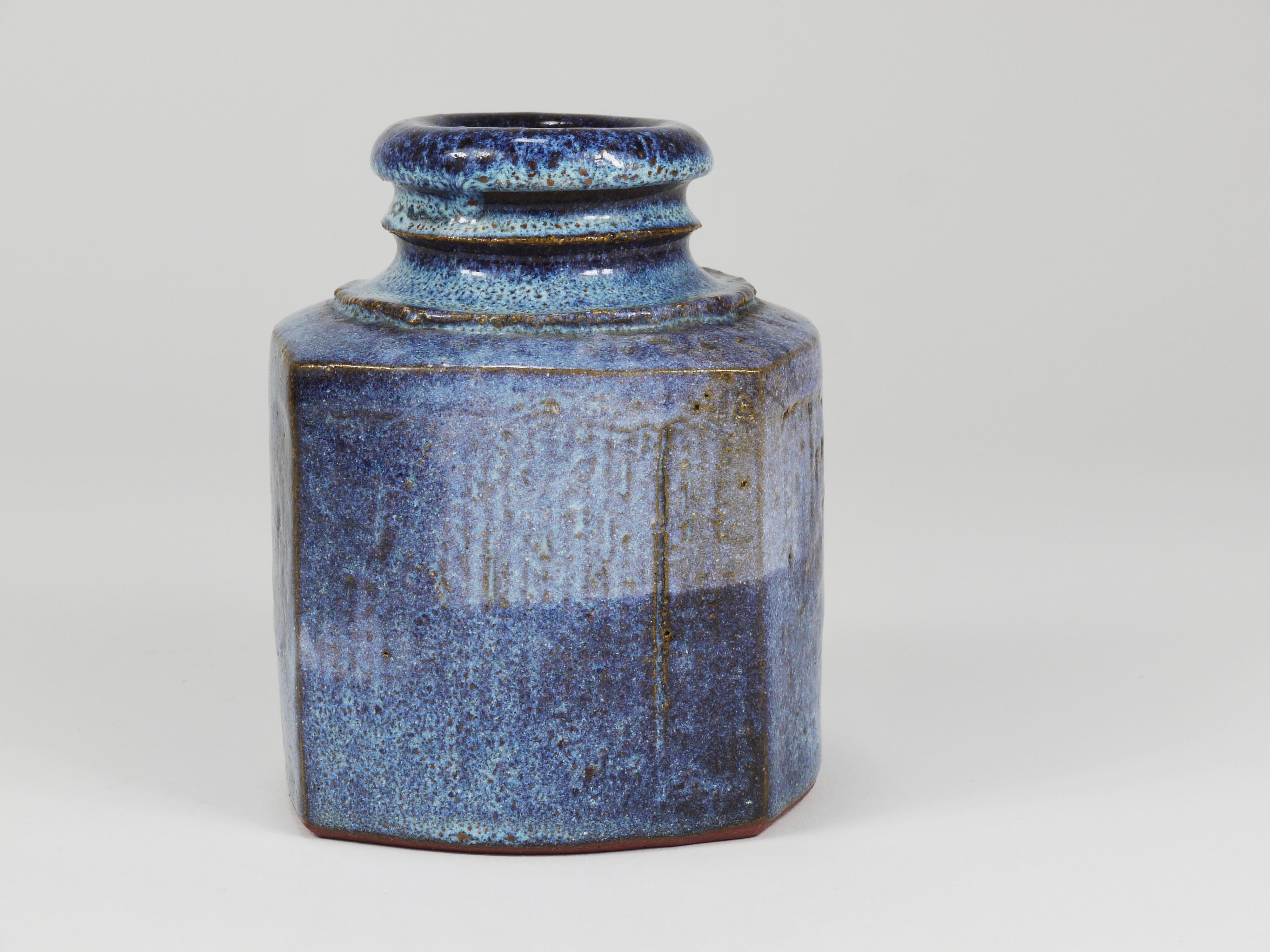 Franz Josef Altenburg Blue Ceramic Art Vase, Austria, 1980s For Sale 3