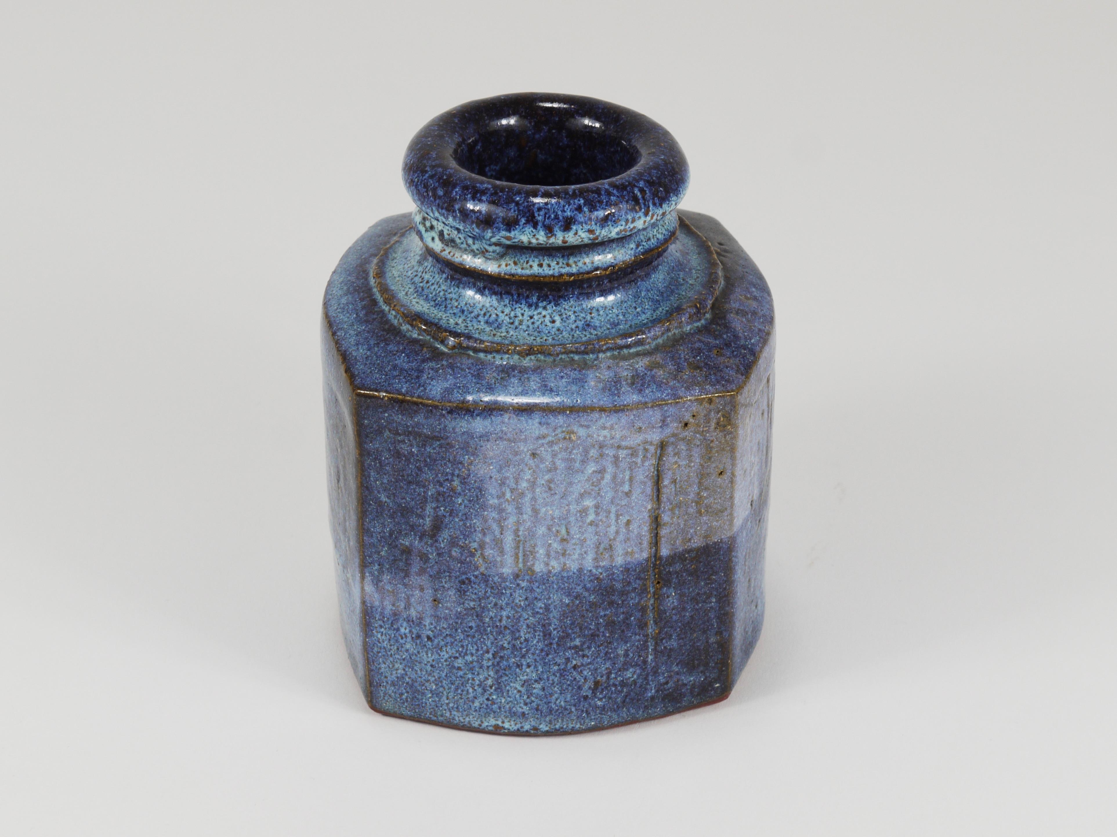 Franz Josef Altenburg Blue Ceramic Art Vase, Austria, 1980s For Sale 5
