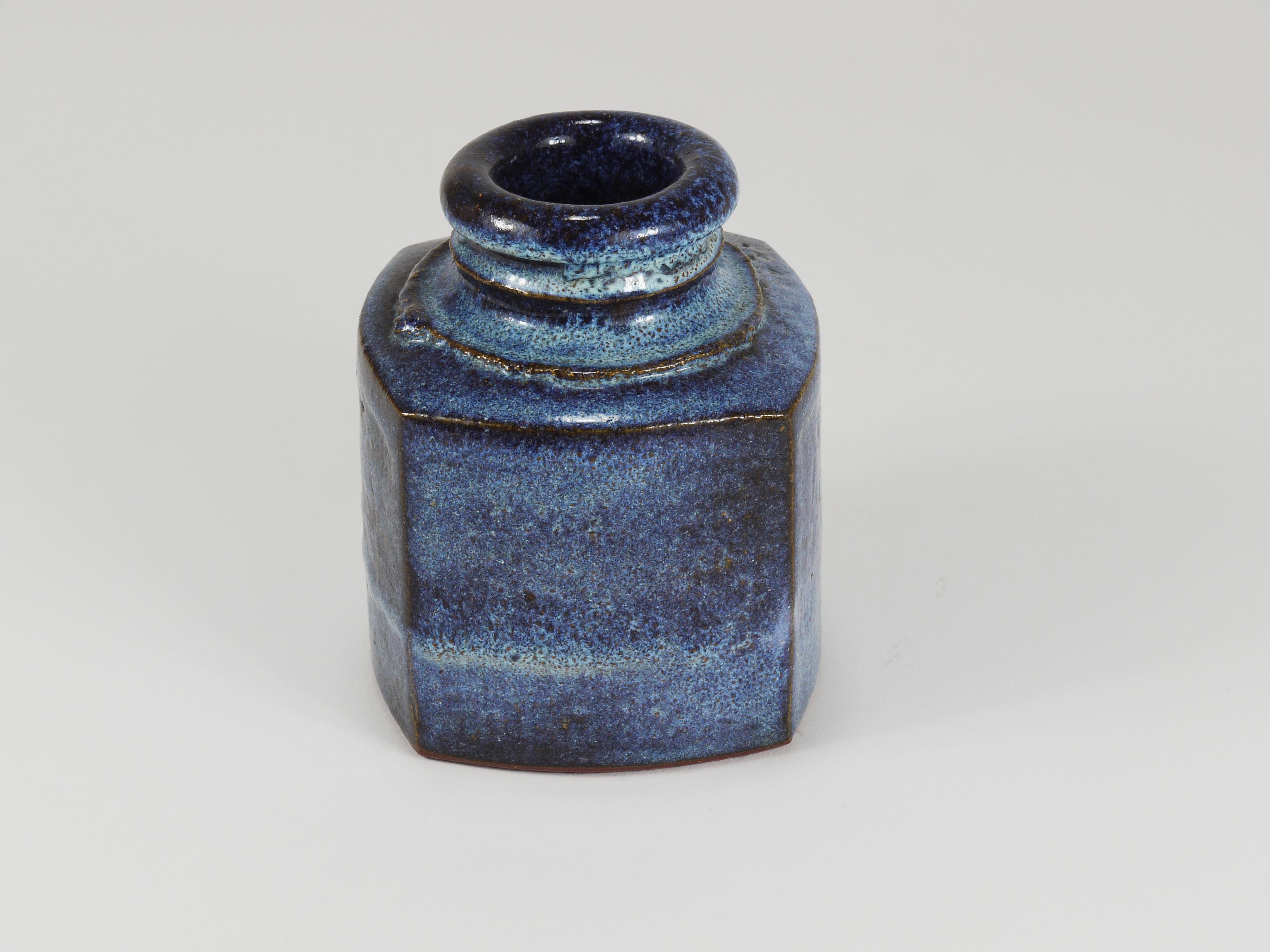 Franz Josef Altenburg Blue Ceramic Art Vase, Austria, 1980s For Sale 6