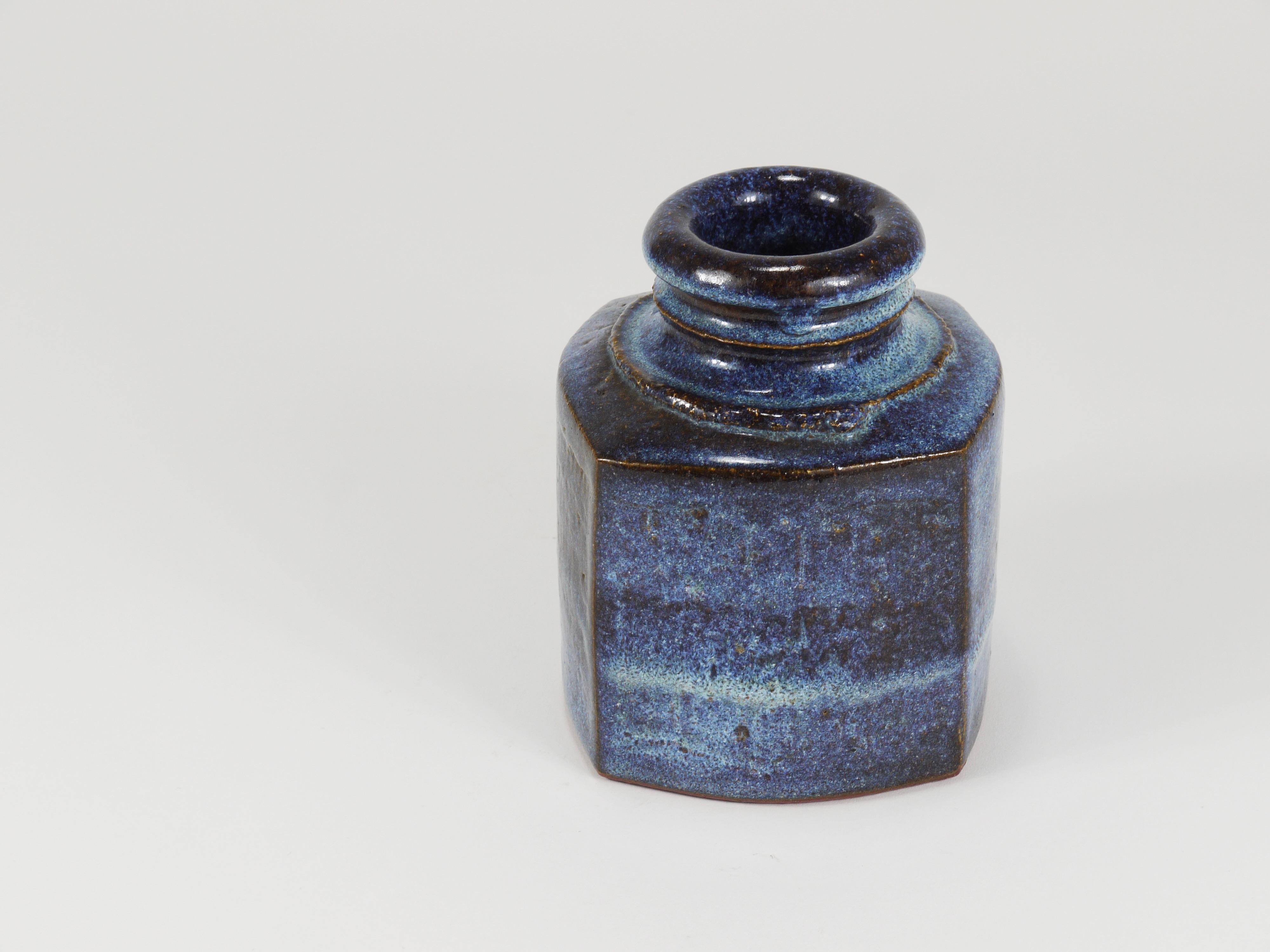 Franz Josef Altenburg Blue Ceramic Art Vase, Austria, 1980s For Sale 7