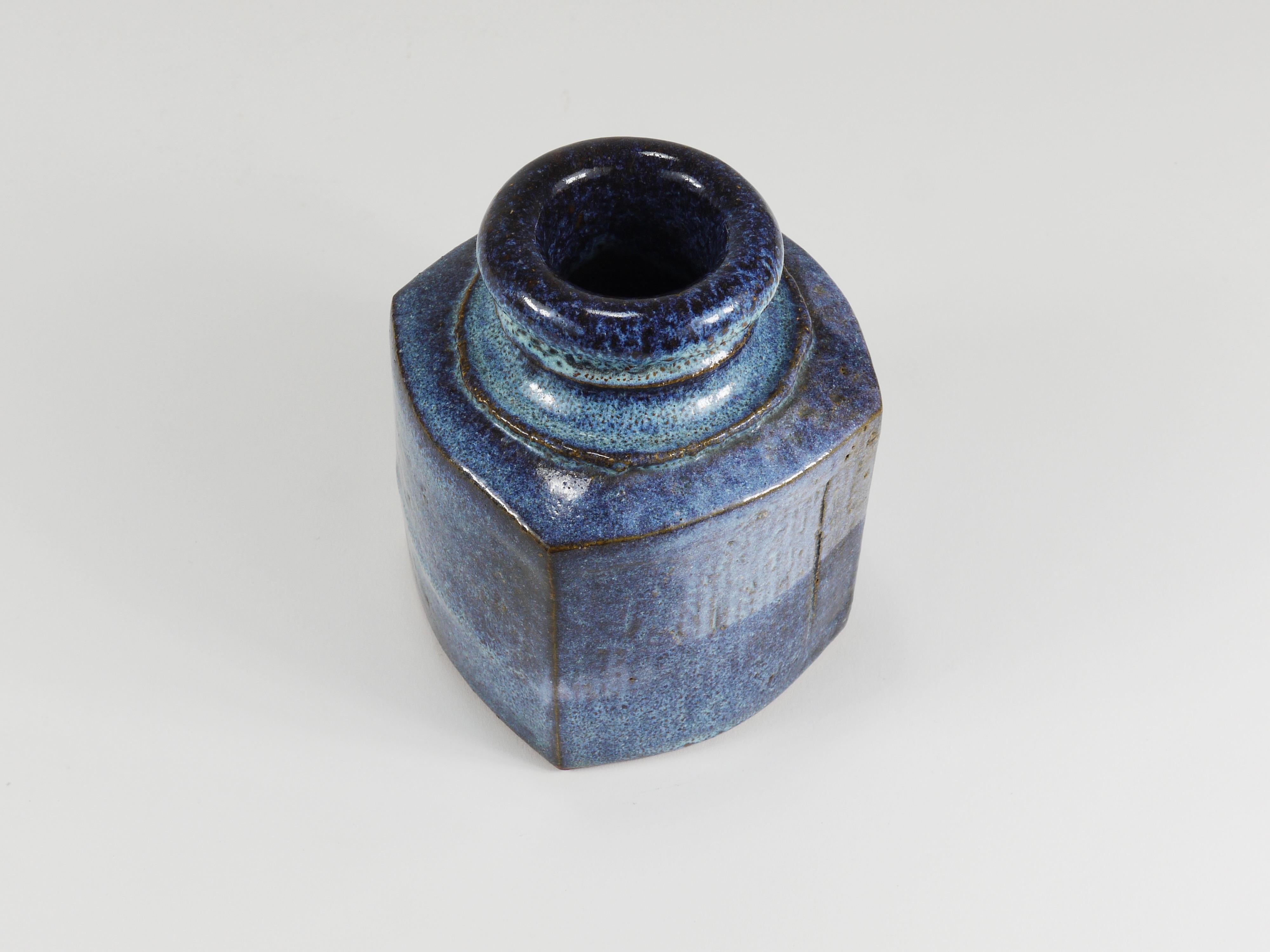 Franz Josef Altenburg Blue Ceramic Art Vase, Austria, 1980s For Sale 8