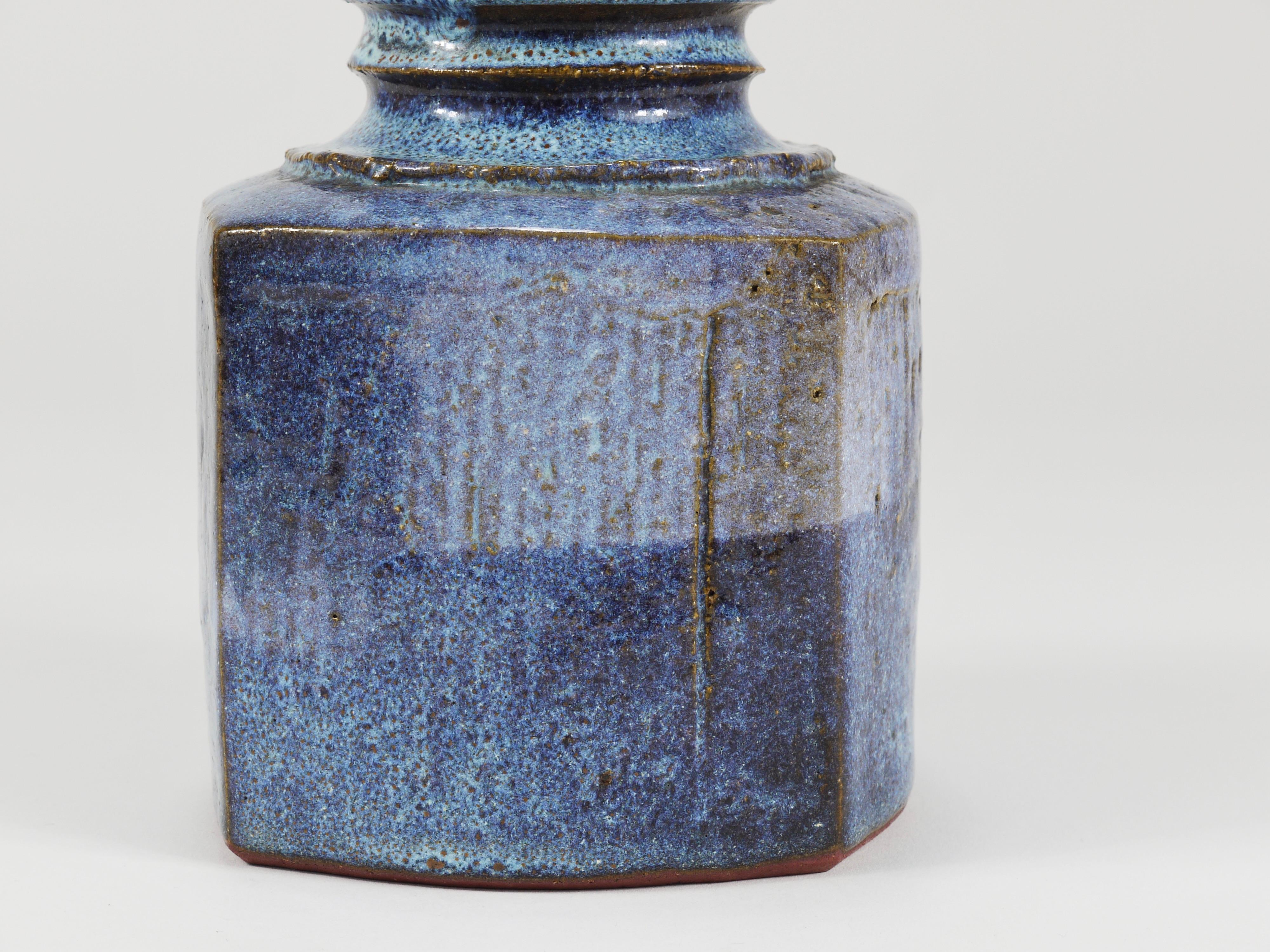 Franz Josef Altenburg Blue Ceramic Art Vase, Austria, 1980s For Sale 9