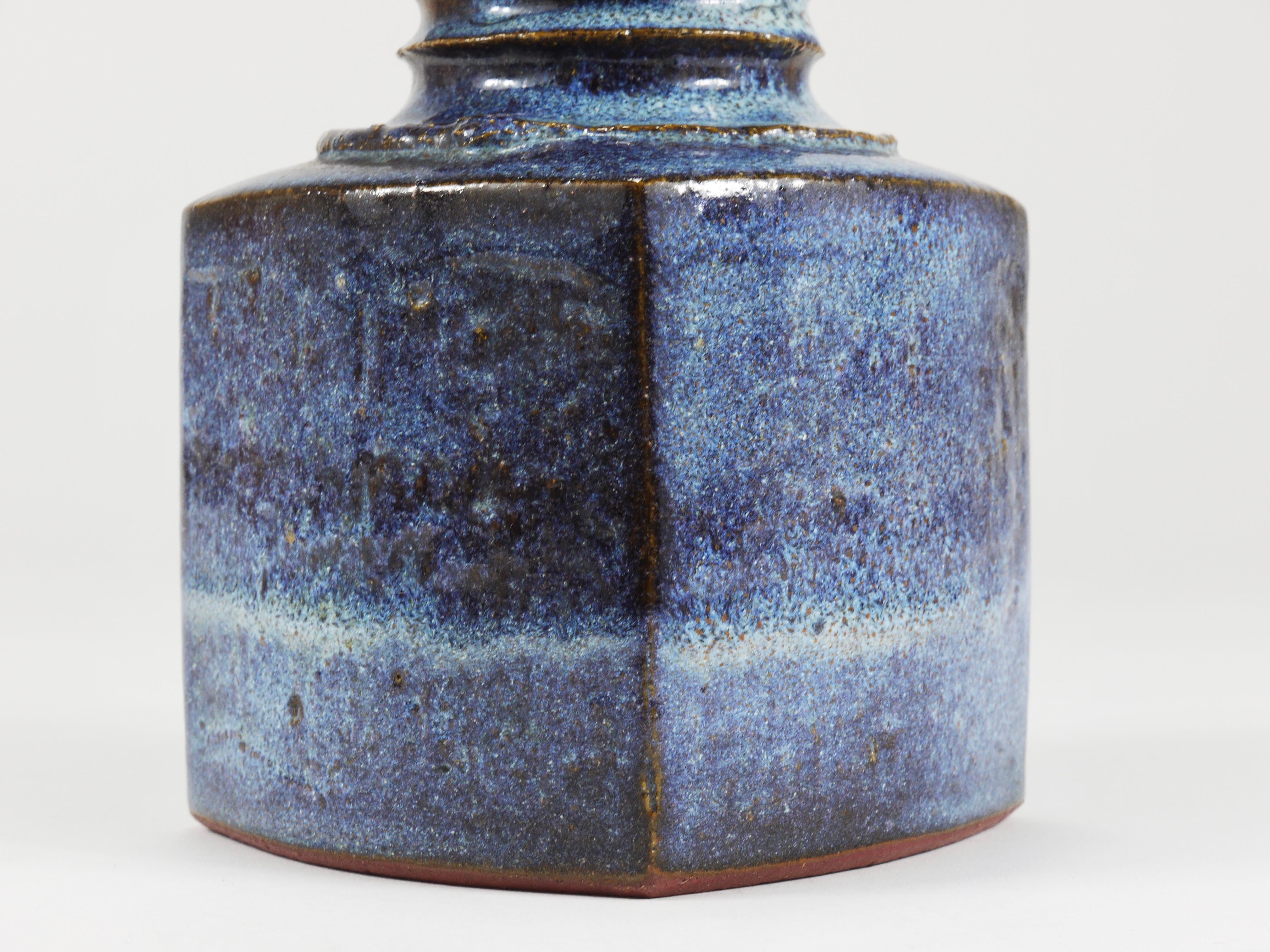 Franz Josef Altenburg Blue Ceramic Art Vase, Austria, 1980s For Sale 10