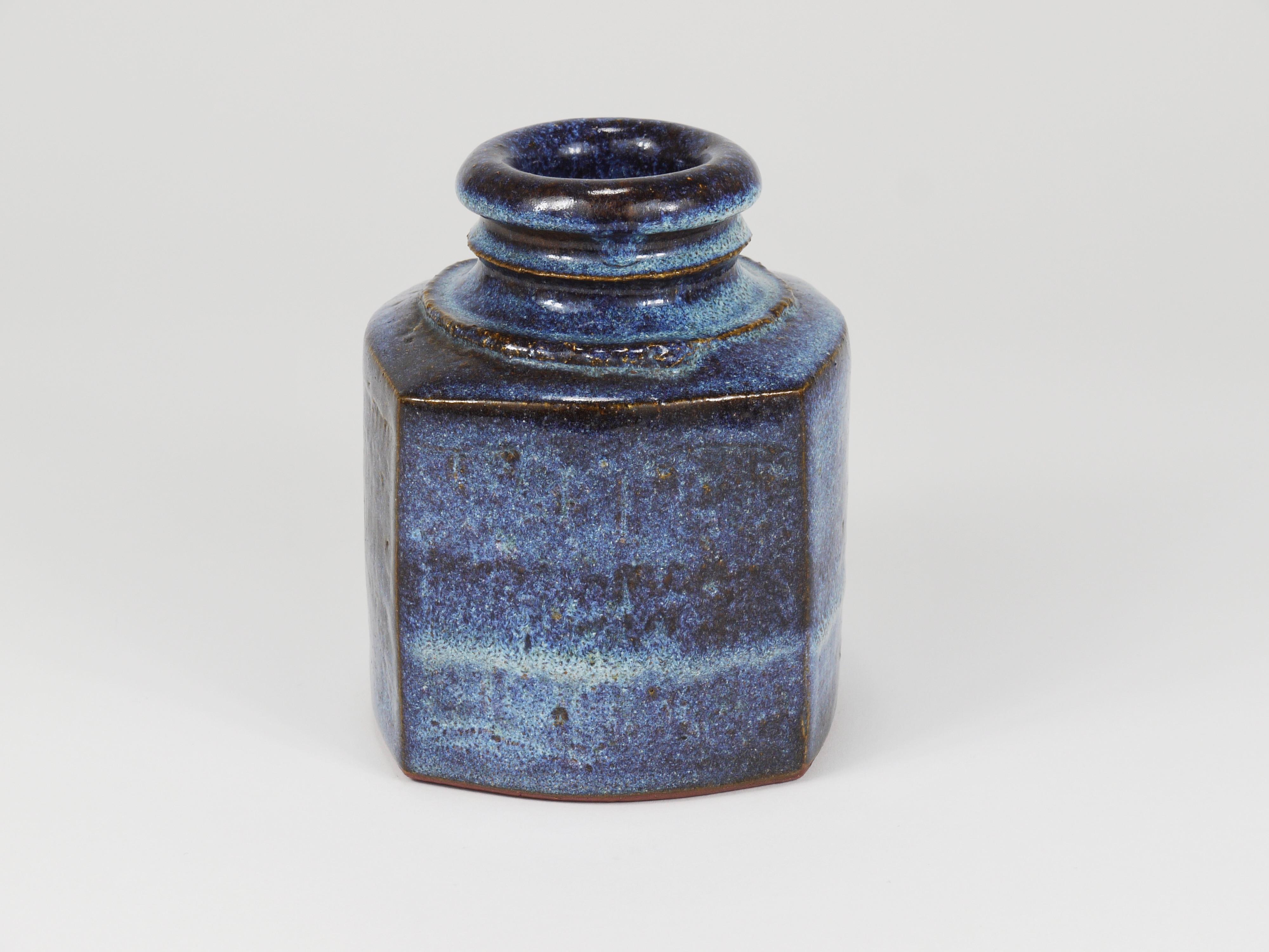 Austrian Franz Josef Altenburg Blue Ceramic Art Vase, Austria, 1980s For Sale