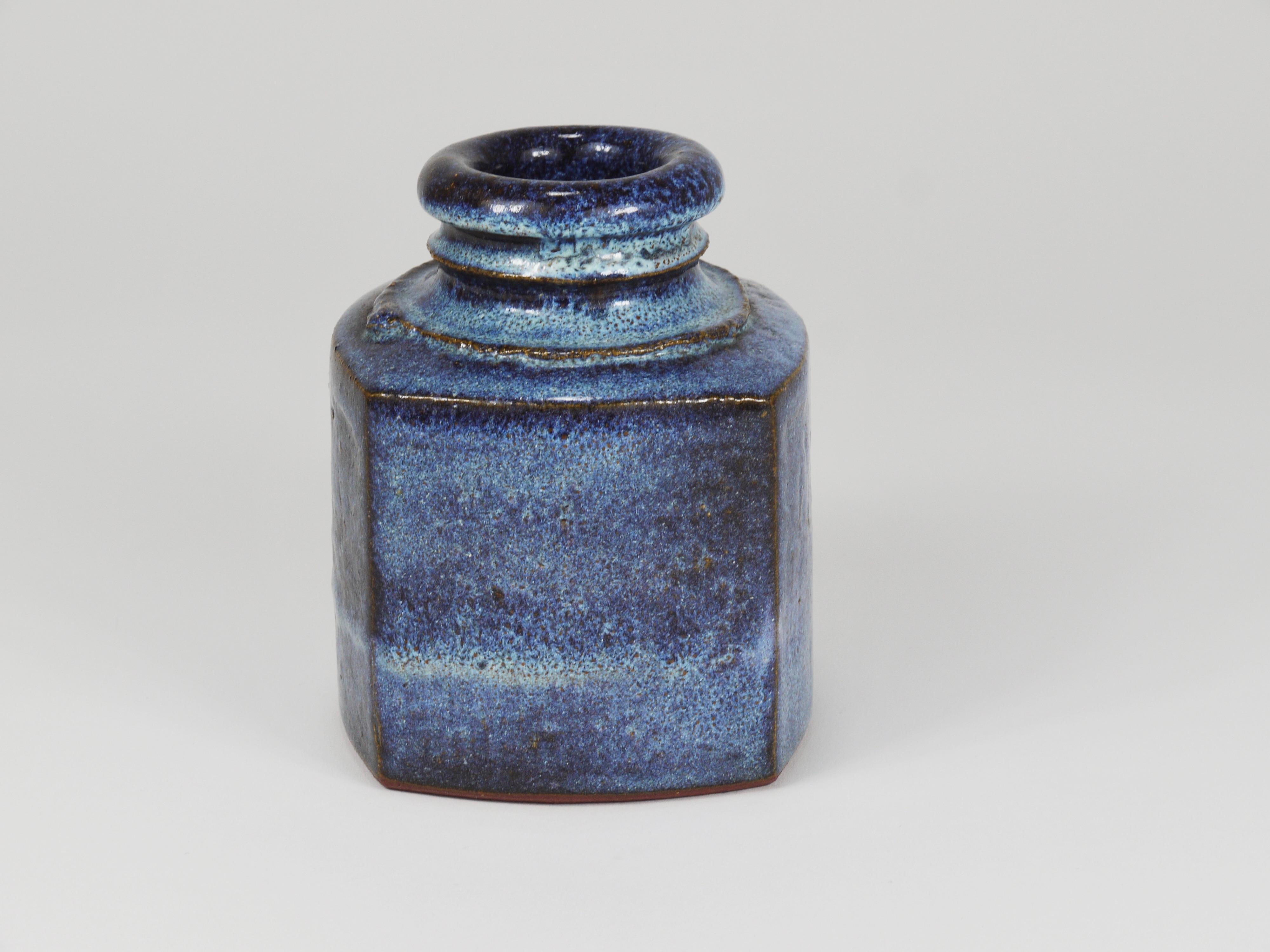 Glazed Franz Josef Altenburg Blue Ceramic Art Vase, Austria, 1980s For Sale
