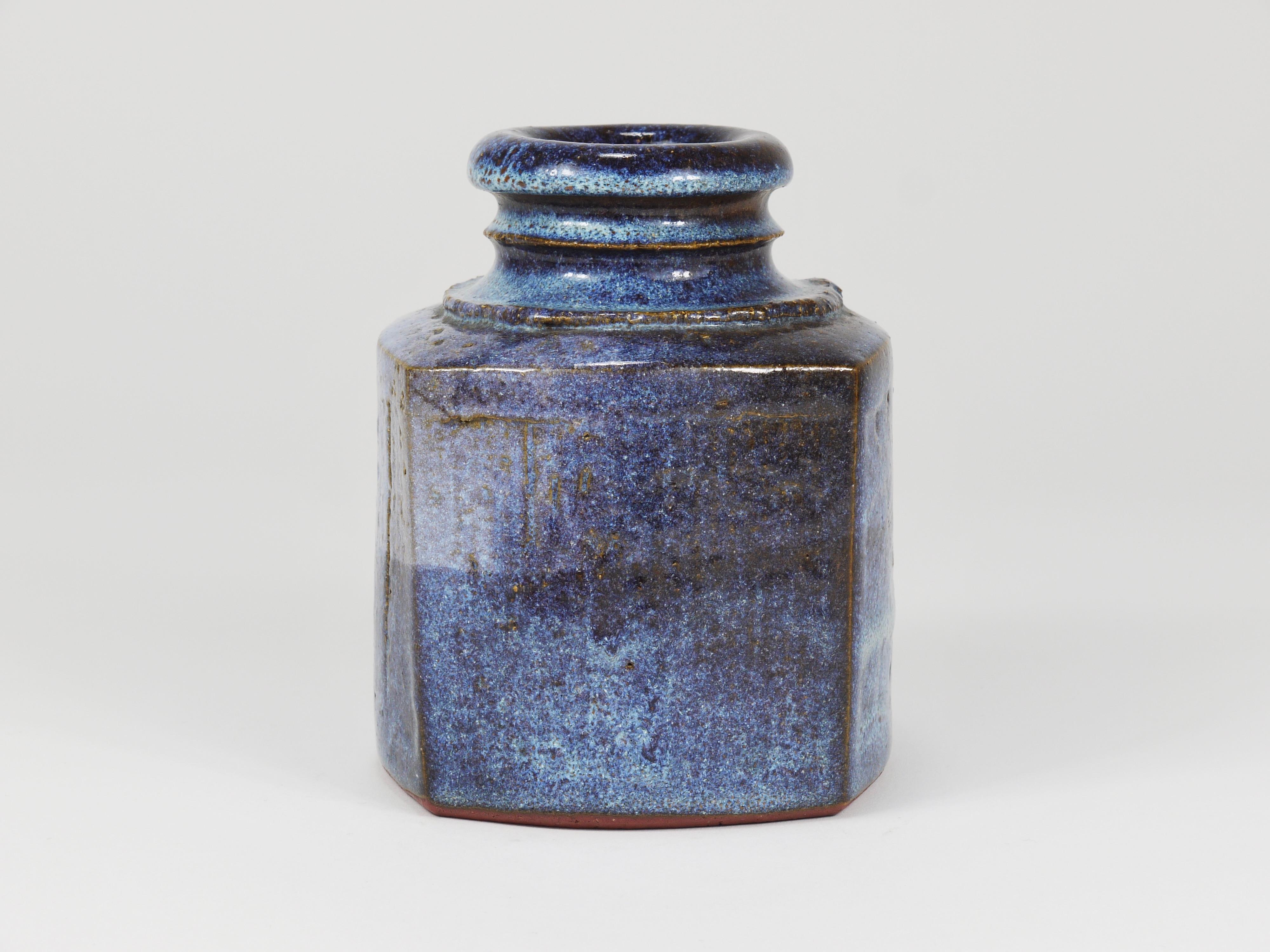 20th Century Franz Josef Altenburg Blue Ceramic Art Vase, Austria, 1980s For Sale