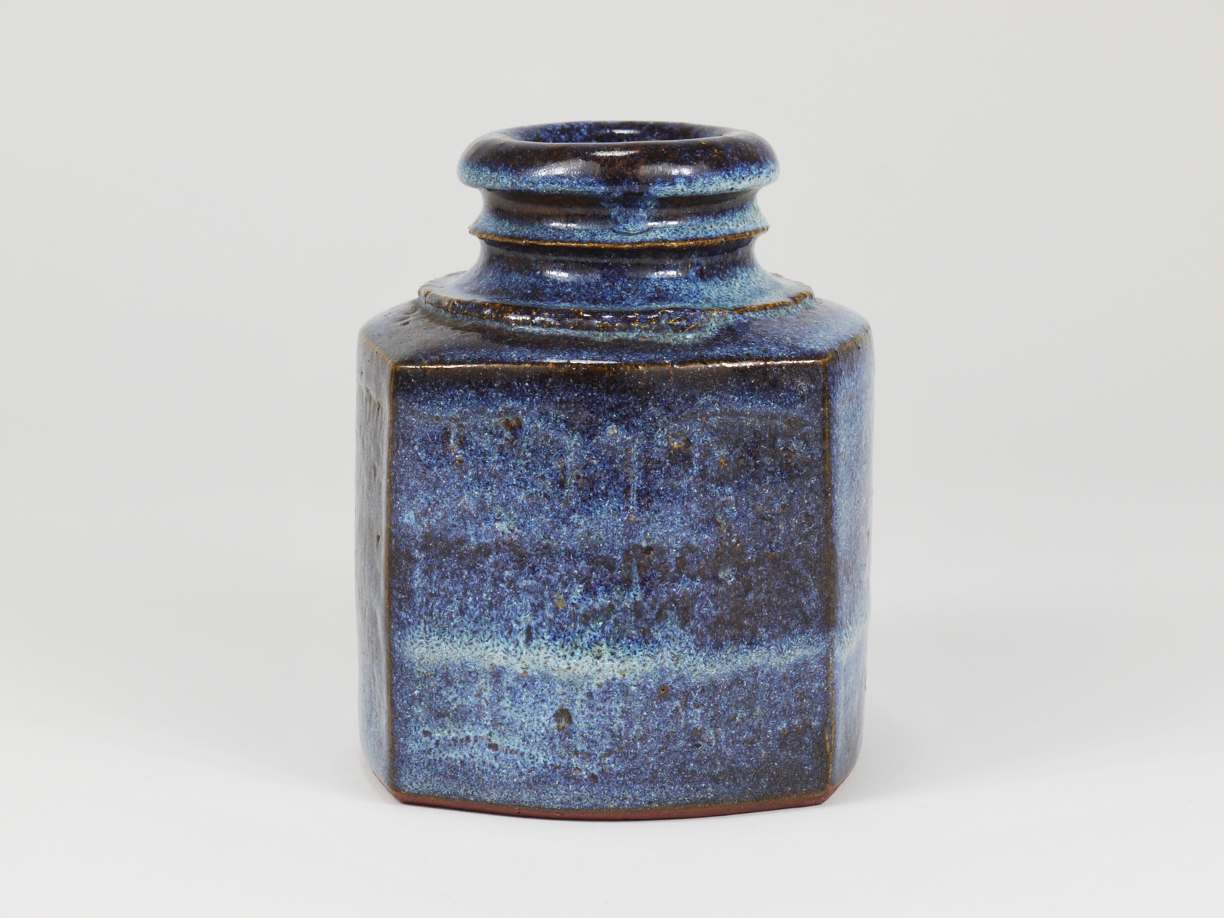 Franz Josef Altenburg Blue Ceramic Art Vase, Austria, 1980s For Sale 1