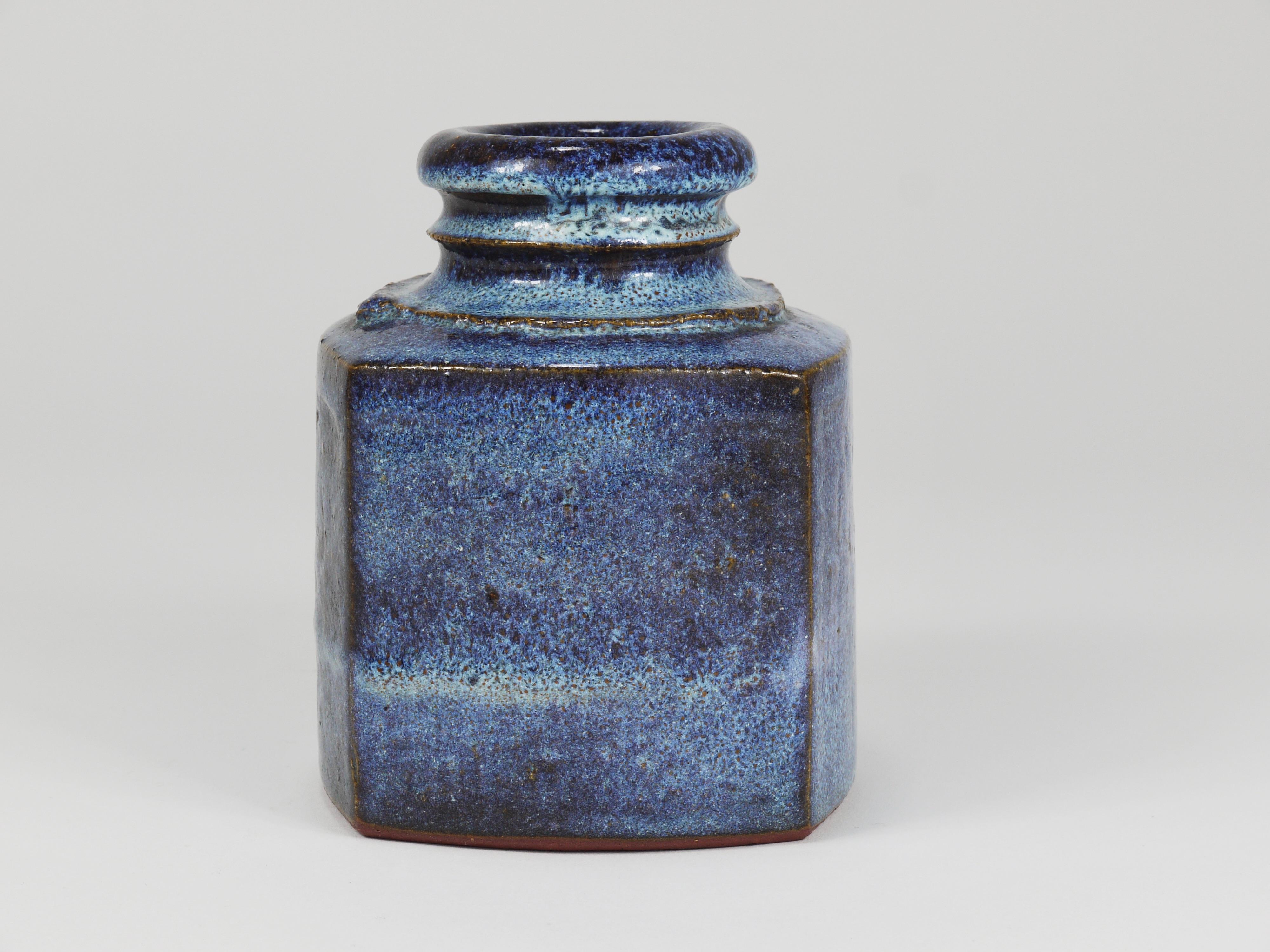 Franz Josef Altenburg Blue Ceramic Art Vase, Austria, 1980s For Sale 2