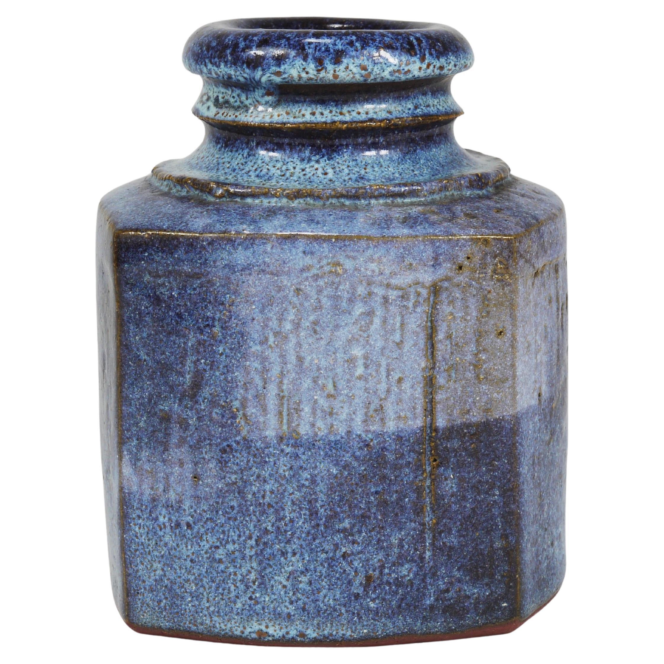 Franz Josef Altenburg Blue Ceramic Art Vase, Austria, 1980s