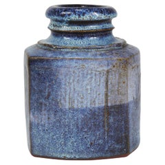 Jarrón artístico de cerámica azul Franz Josef Altenburg, Austria, años 80