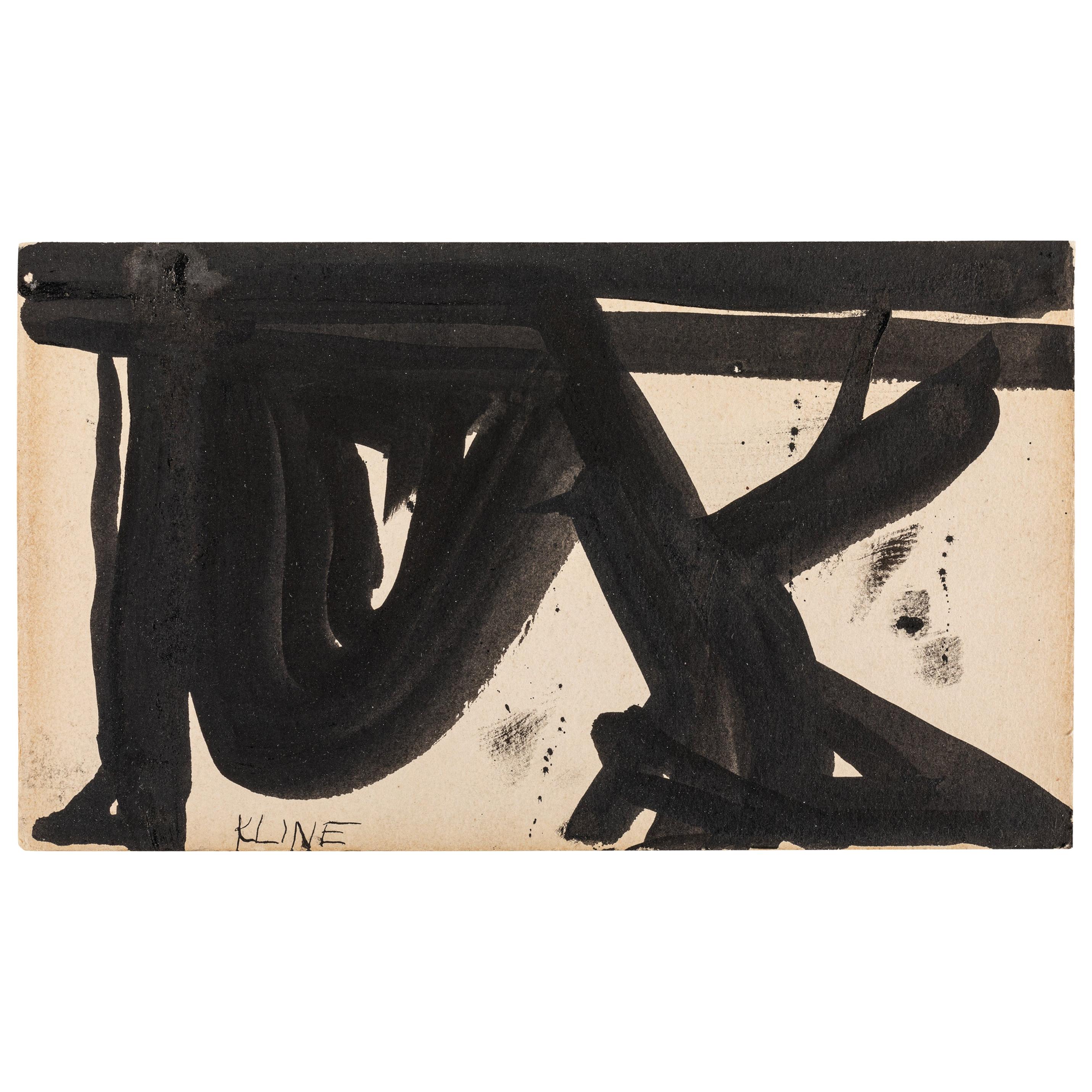 Franz Kline, Signed Abstract Ink on Paper, USA 1950s