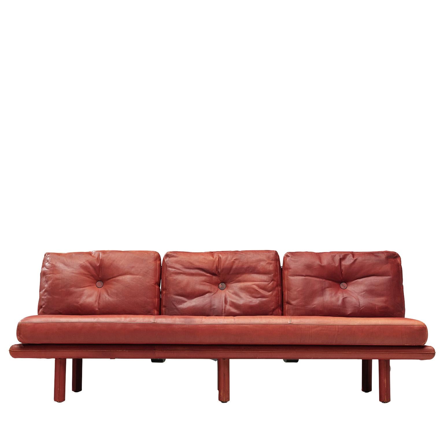 Franz Köttgen for Kill International Three-Seat Sofa in Red Leather