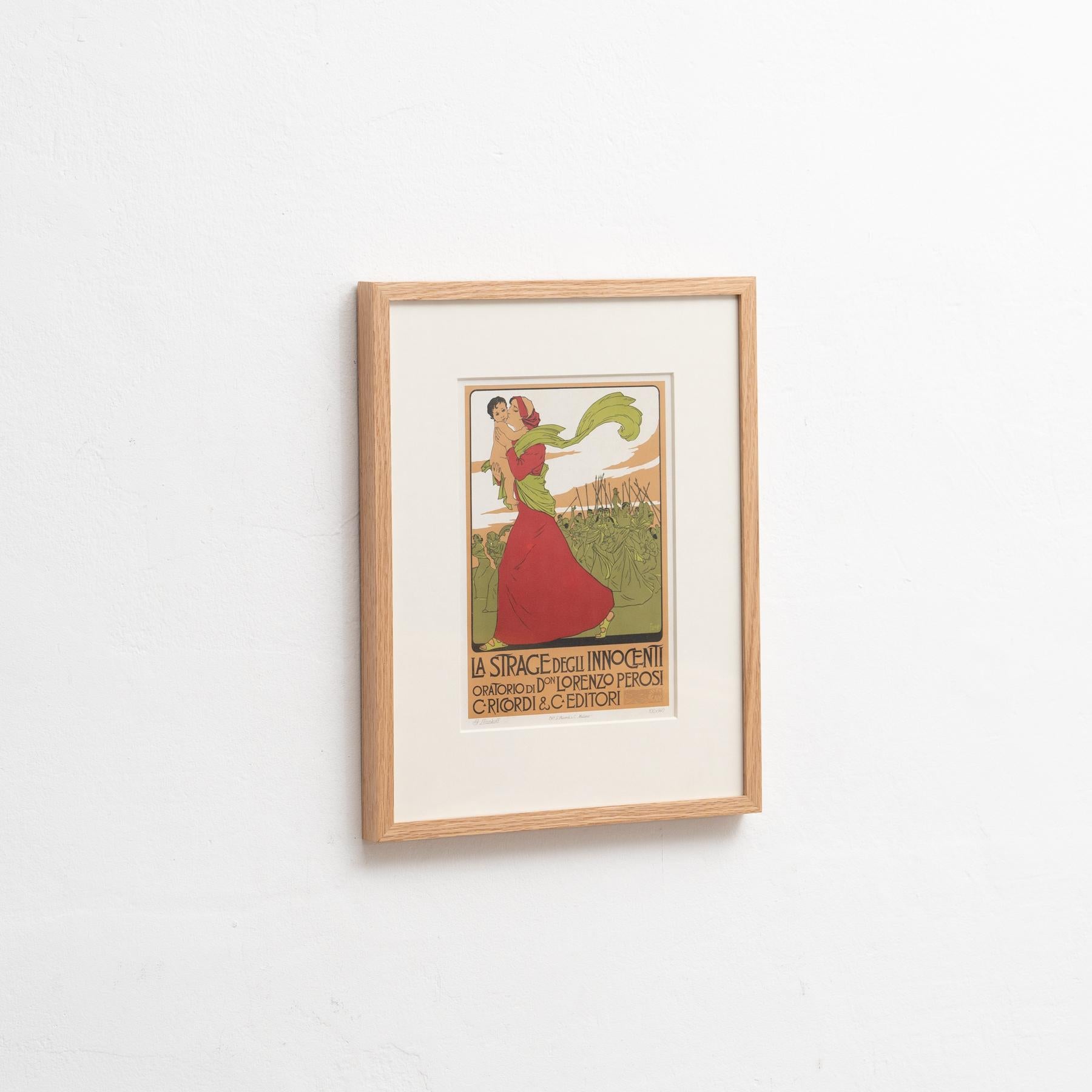 Arts and Crafts Franz Laskoff's 'La Strage degli Innocenti': Framed Color Lithograph, circa 1914 For Sale