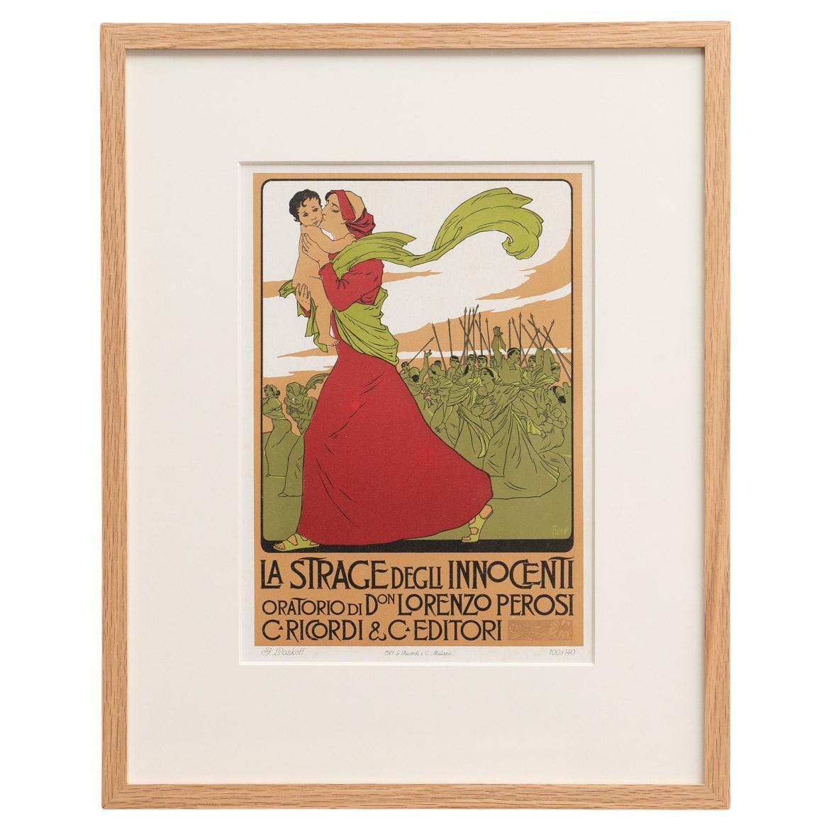 La Strage degli Innocenti di Franz Laskoff: Litografia a colori incorniciata, 1914 circa in vendita