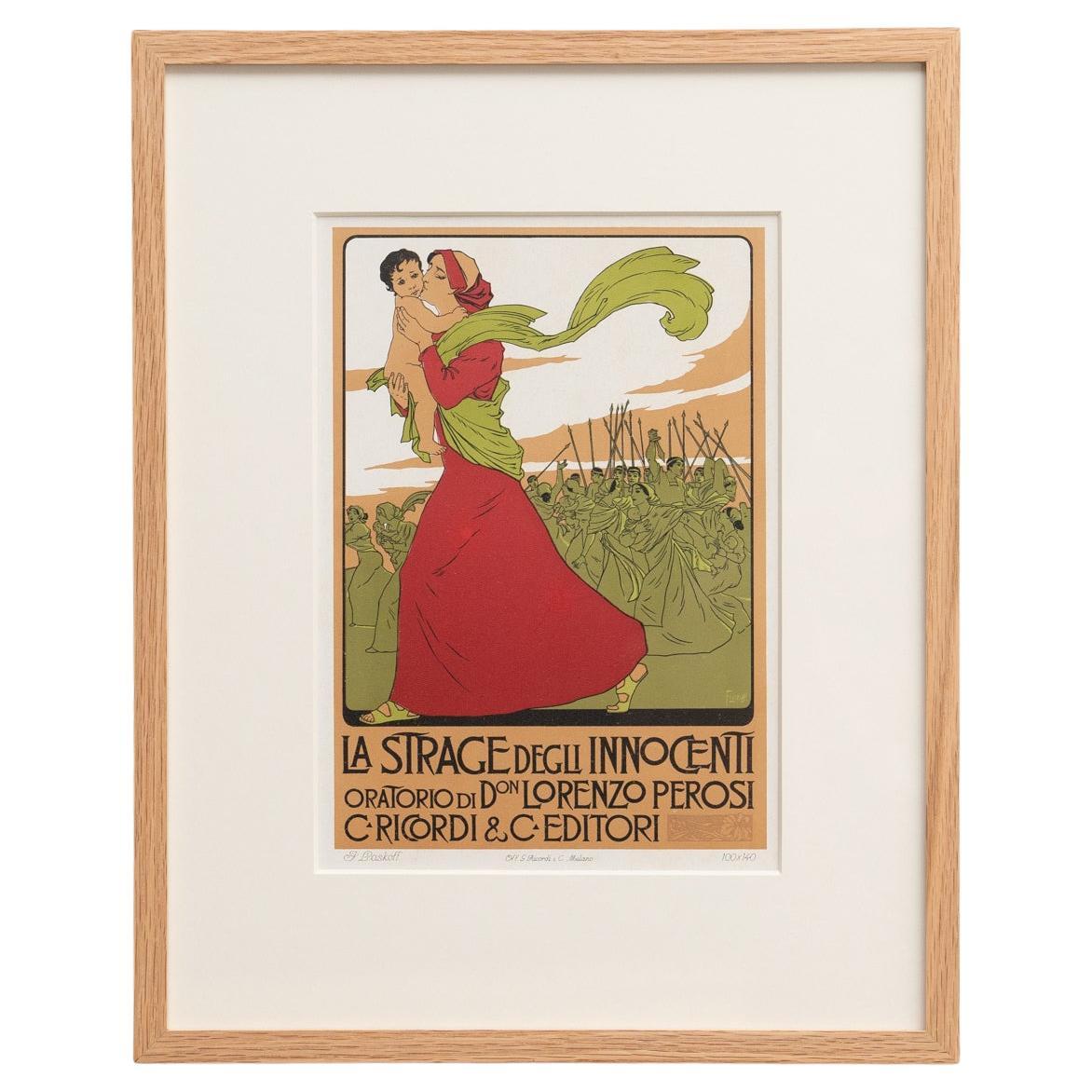 Franz Laskoff's 'La Strage degli Innocenti': Framed Color Lithograph, circa 1914 For Sale