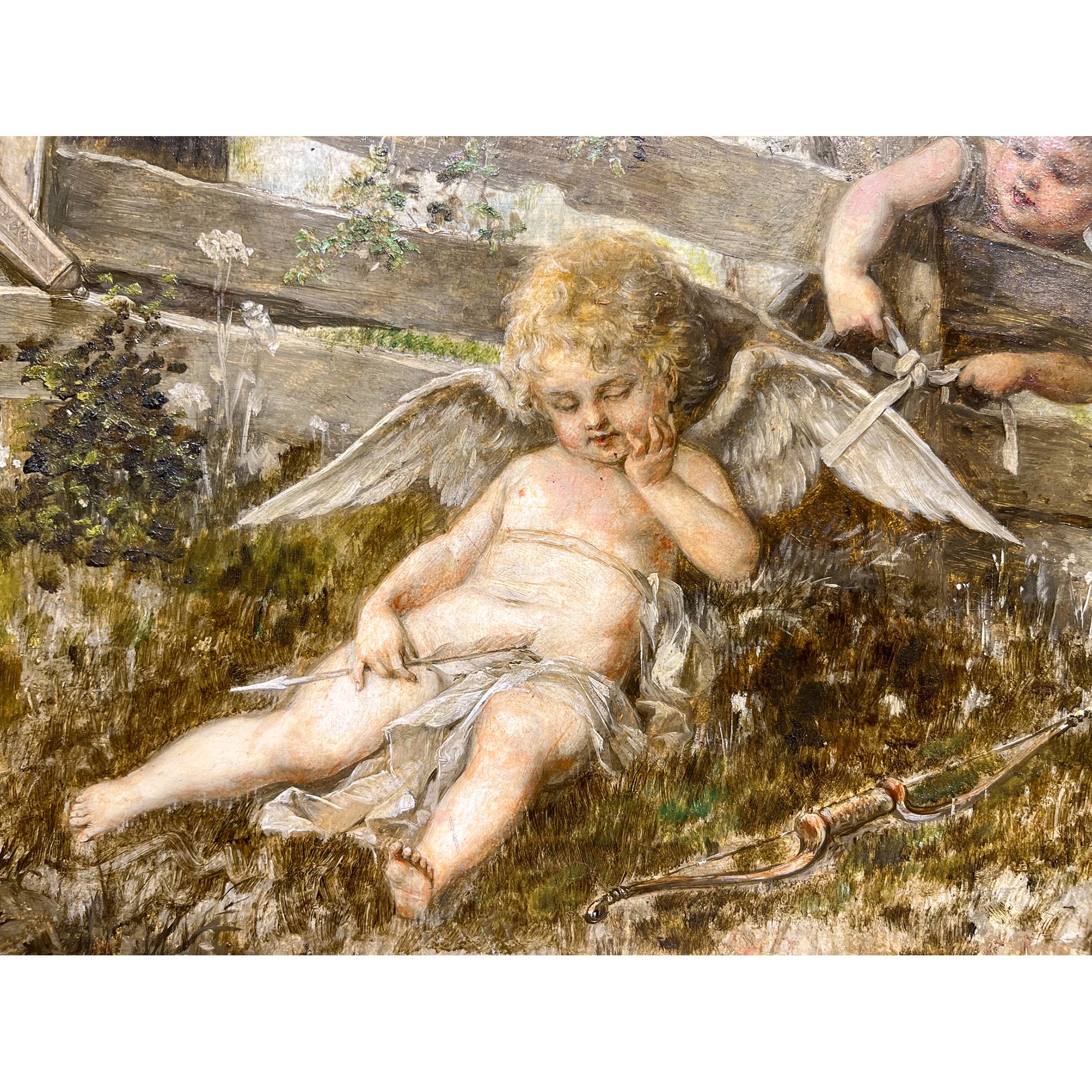 Divertente coppia di oli su tavola di Franz Lefler (1831-1898) ceco 3