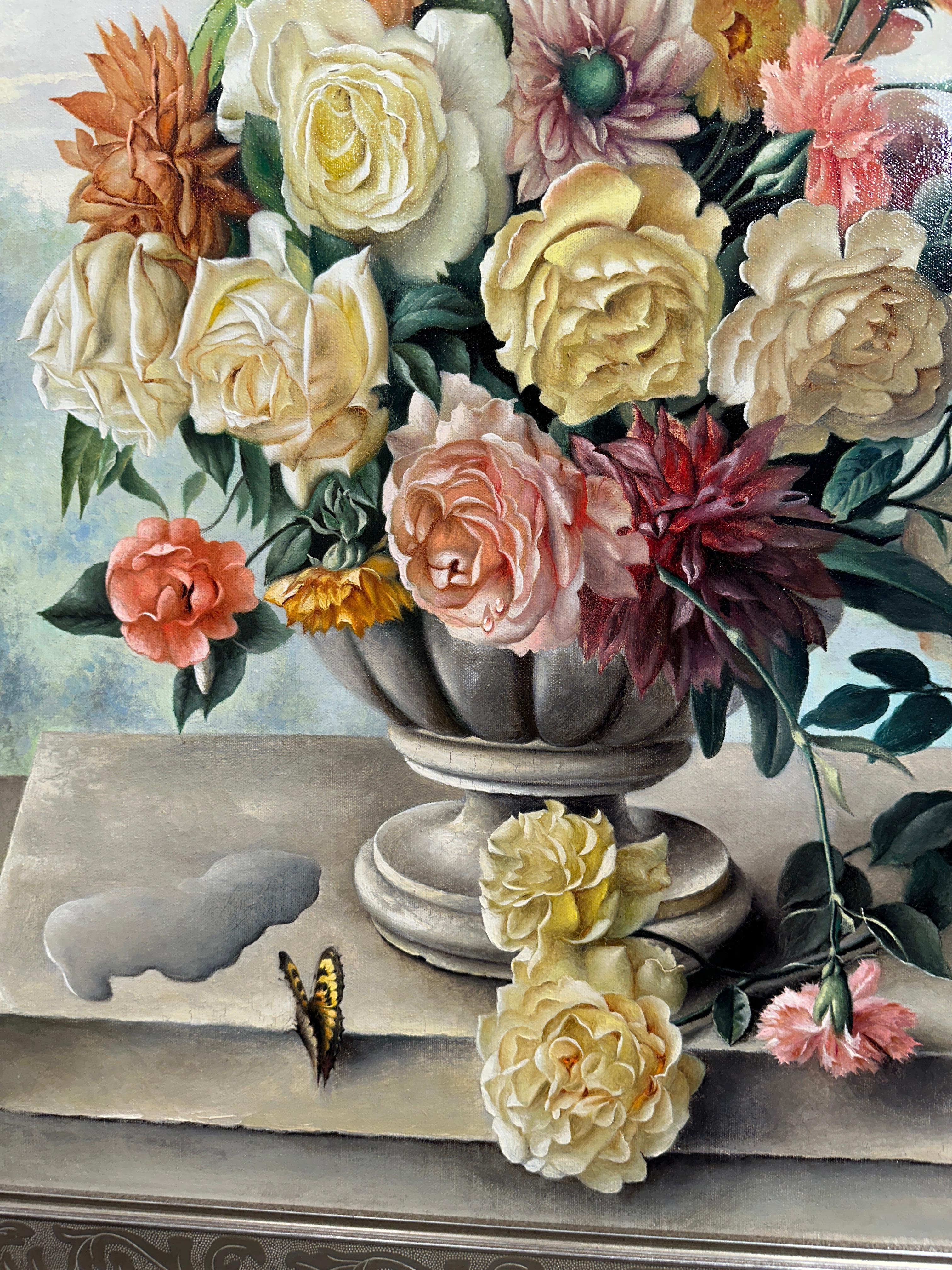 Floral Still Life in Fluted Bowl
Franz Leitgeb (Austrian, 1911-1997)
Signed Lower Right
33 x 27 inches
38.5 x 32 inches
