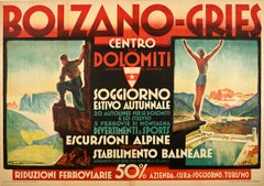 Affiche de voyage italienne originale de Bolzano Gries Dolomites Franz Lenhart