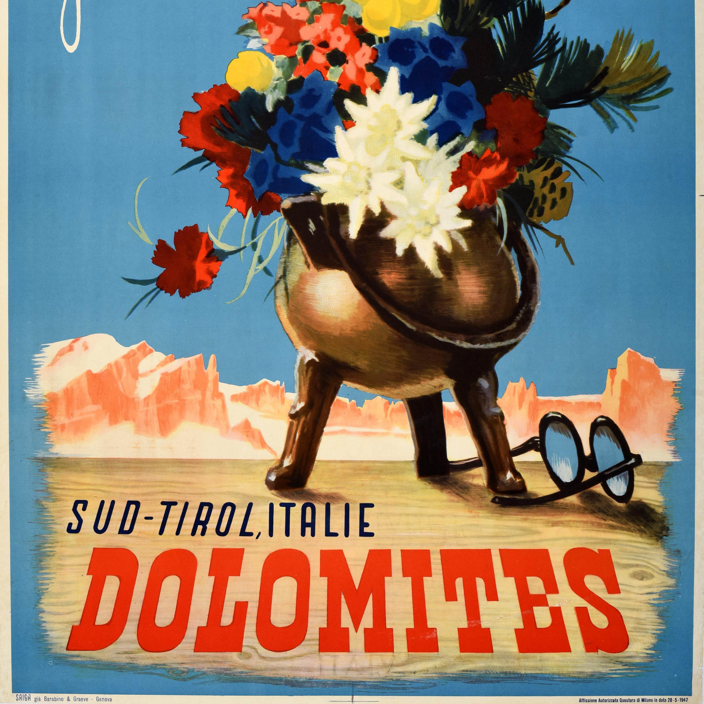 Original Vintage Travel Advertising Poster Dolomites Holiday Italy Franz Lenhart For Sale 3