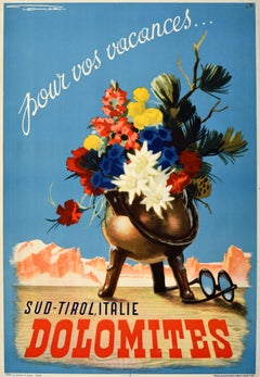 Original-Vintage-Reise-Werbeplakat Dolomiten, Urlaub, Italien, Franz Lenhart