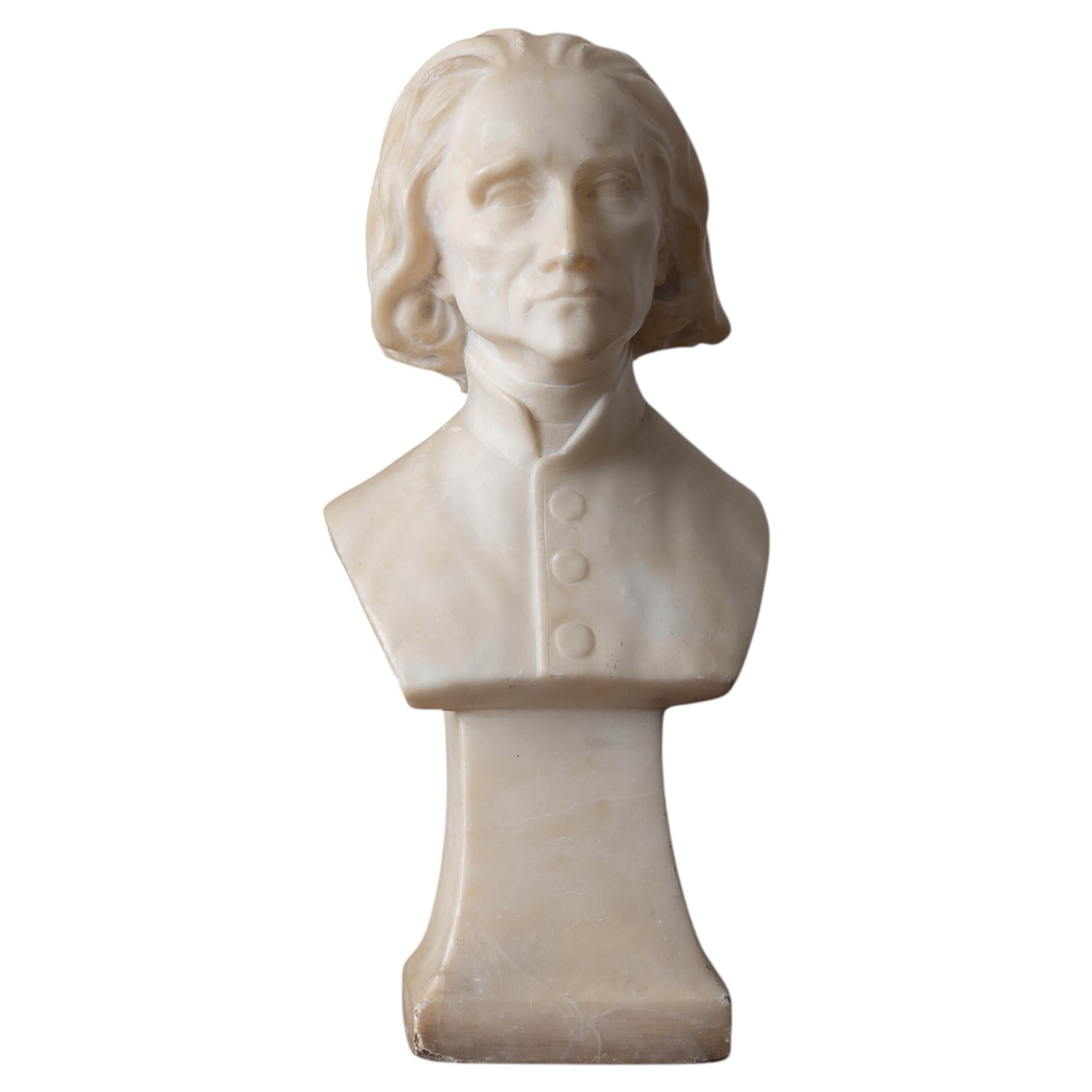 Franz Liszt Marble Bust, 19th Century For Sale