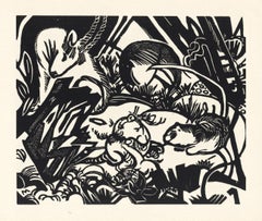 "Aus der Tierlegende" original woodcut