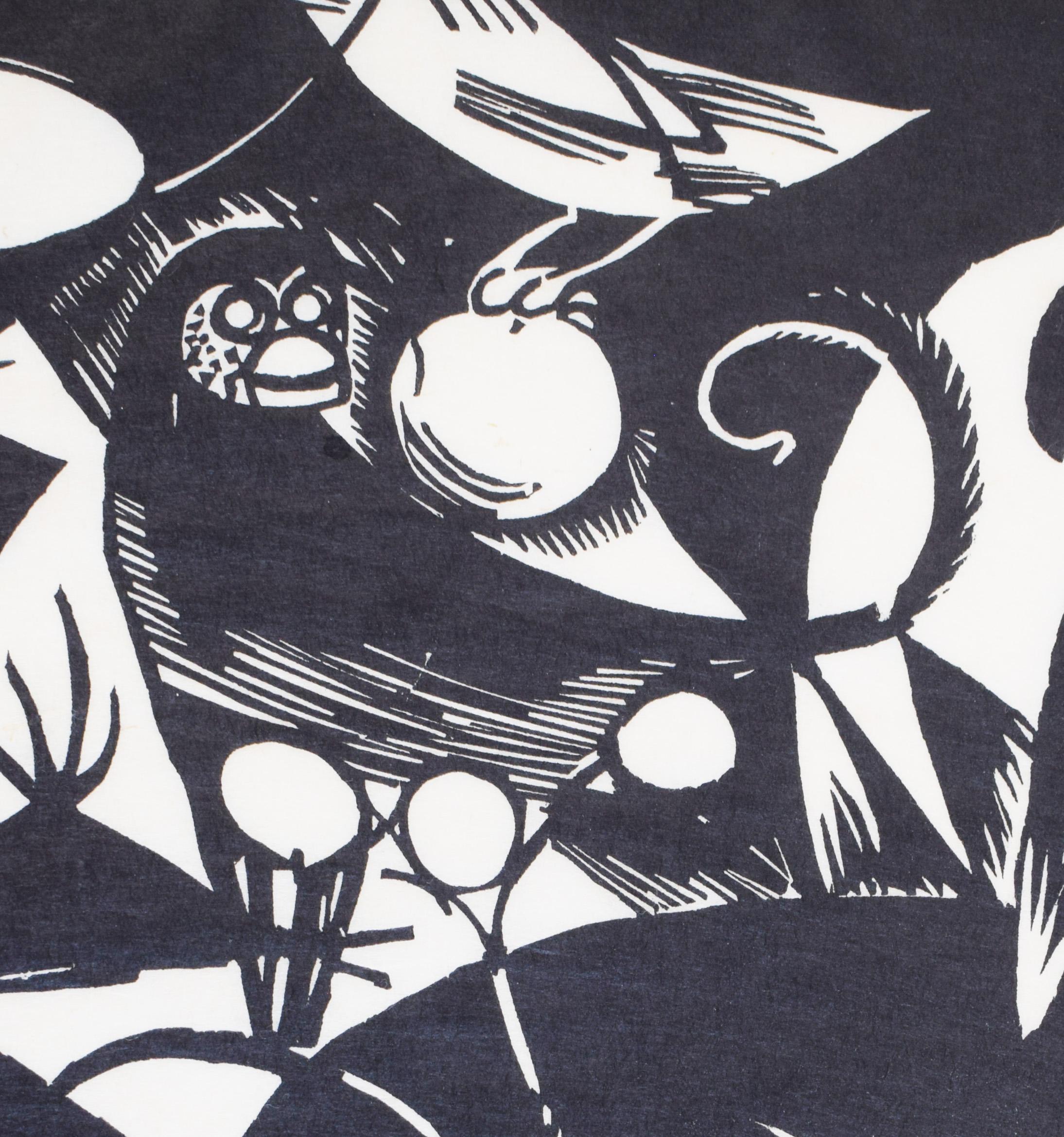 Dieser Holzschnitt von Franz Marc ist verso mit Bleistift von der Ehefrau des Künstlers 