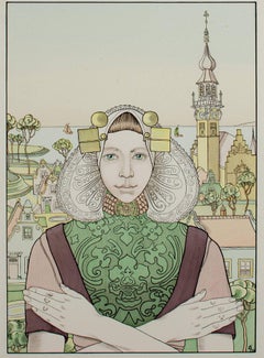 "La Phalène des Isles de la Mer, " figurative art nouveau ornate print