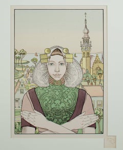 "La Phalène des Isles de la Mer, " figurative art nouveau ornate print