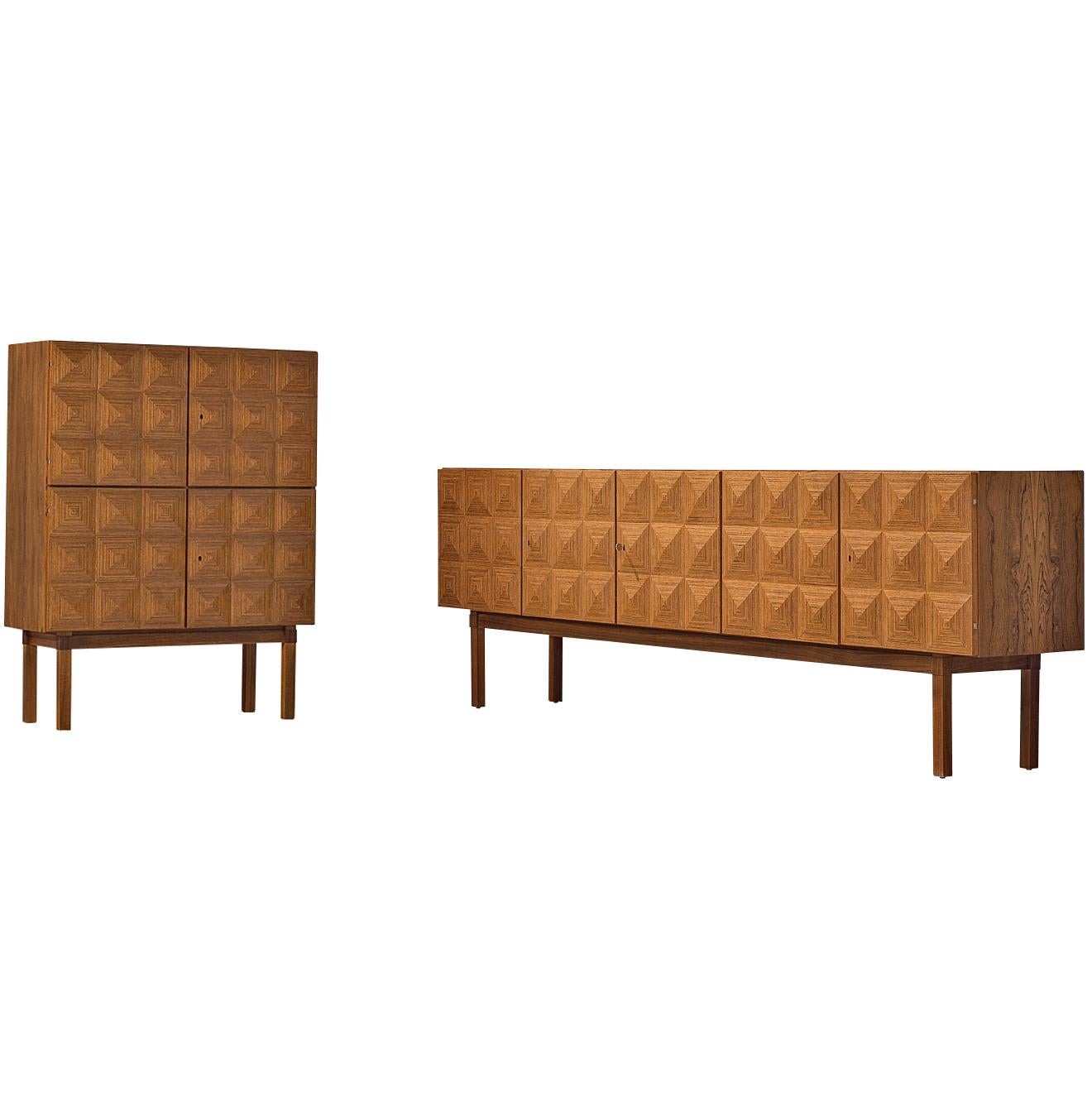 Franz Meyer, Set of Highboard and Sideboard, Rosewood, Germany, 1960s