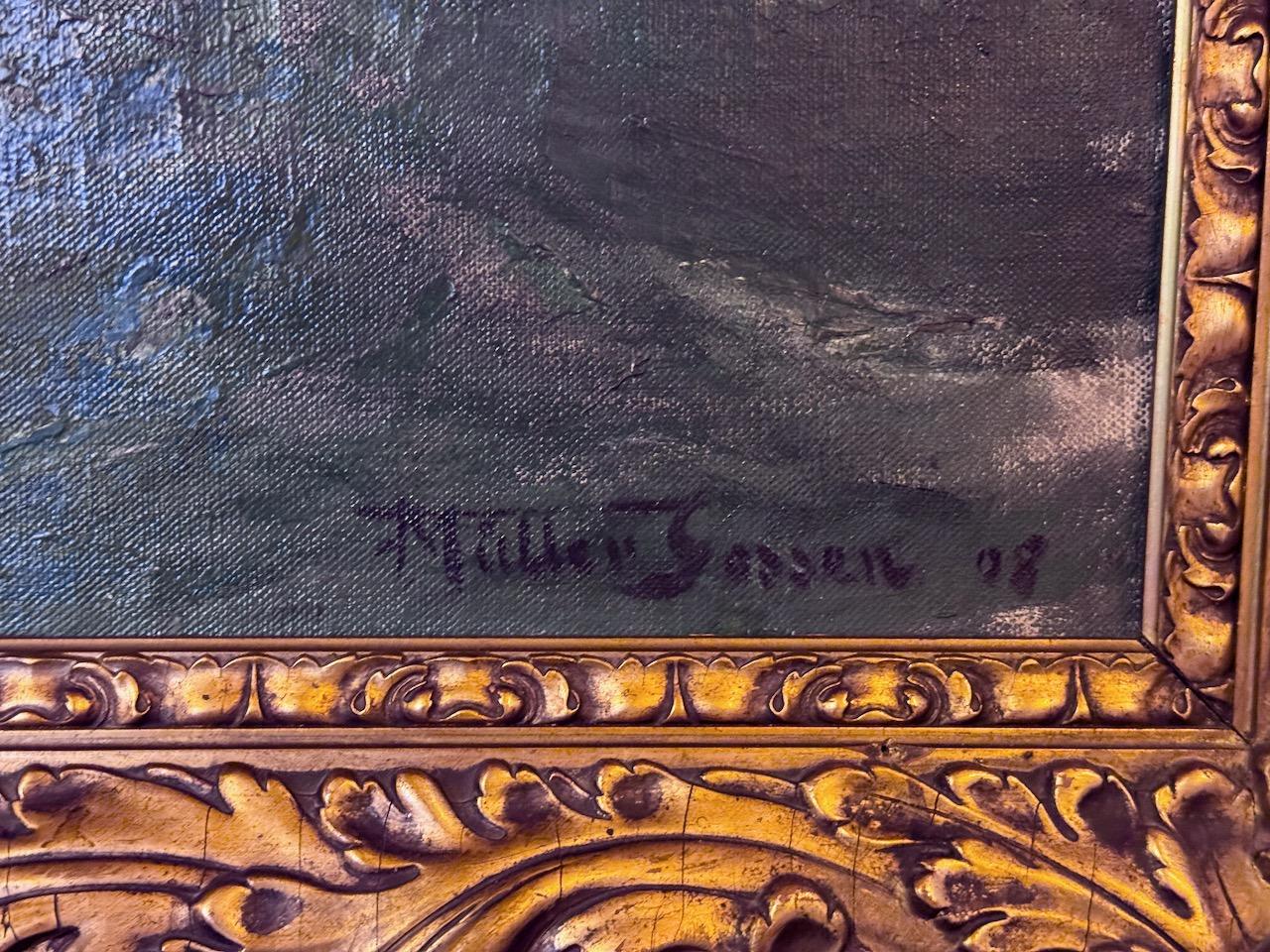 Franz Müller-Gossen - Segelschiffe in rauer See, 1908, Seestück, Marine im Angebot 7