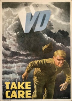Original Vintage Color World War 2 Propaganda Poster TAKE CARE Offset Lithograph