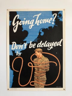 Original Vintage Color World War II Propaganda Poster Soldier Offset Lithograph