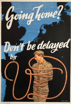 Original Vintage Color World War II Propaganda Poster Soldier Offset Lithograph