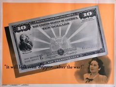 Vintage Color WWII Poster "it will look even Bigger..."  Offset Lithograph
