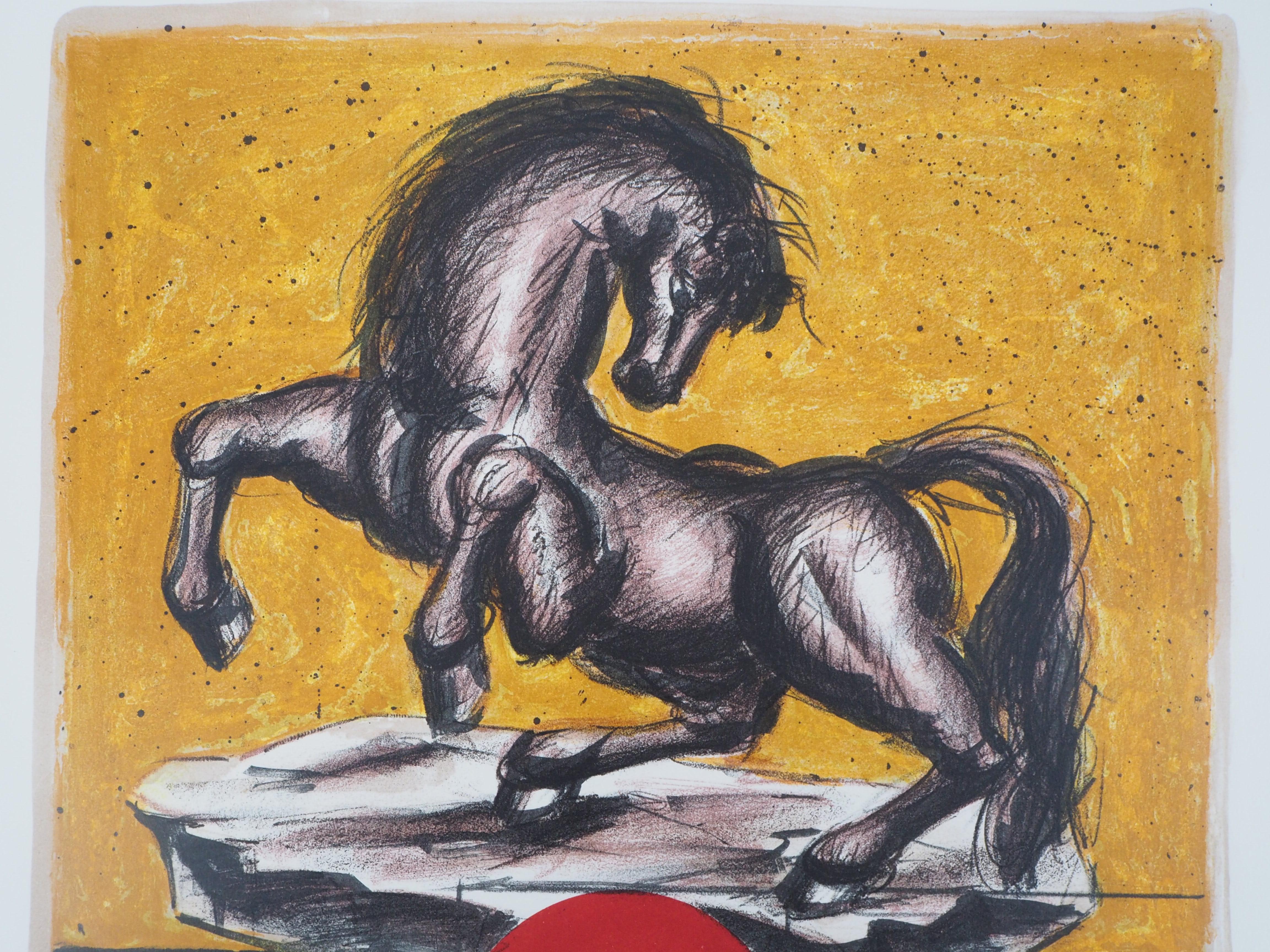 Cavallo Fantastico (Dopo la Tempesta) - Litografia originale firmata dalle mani - Print Moderno di Franz Priking