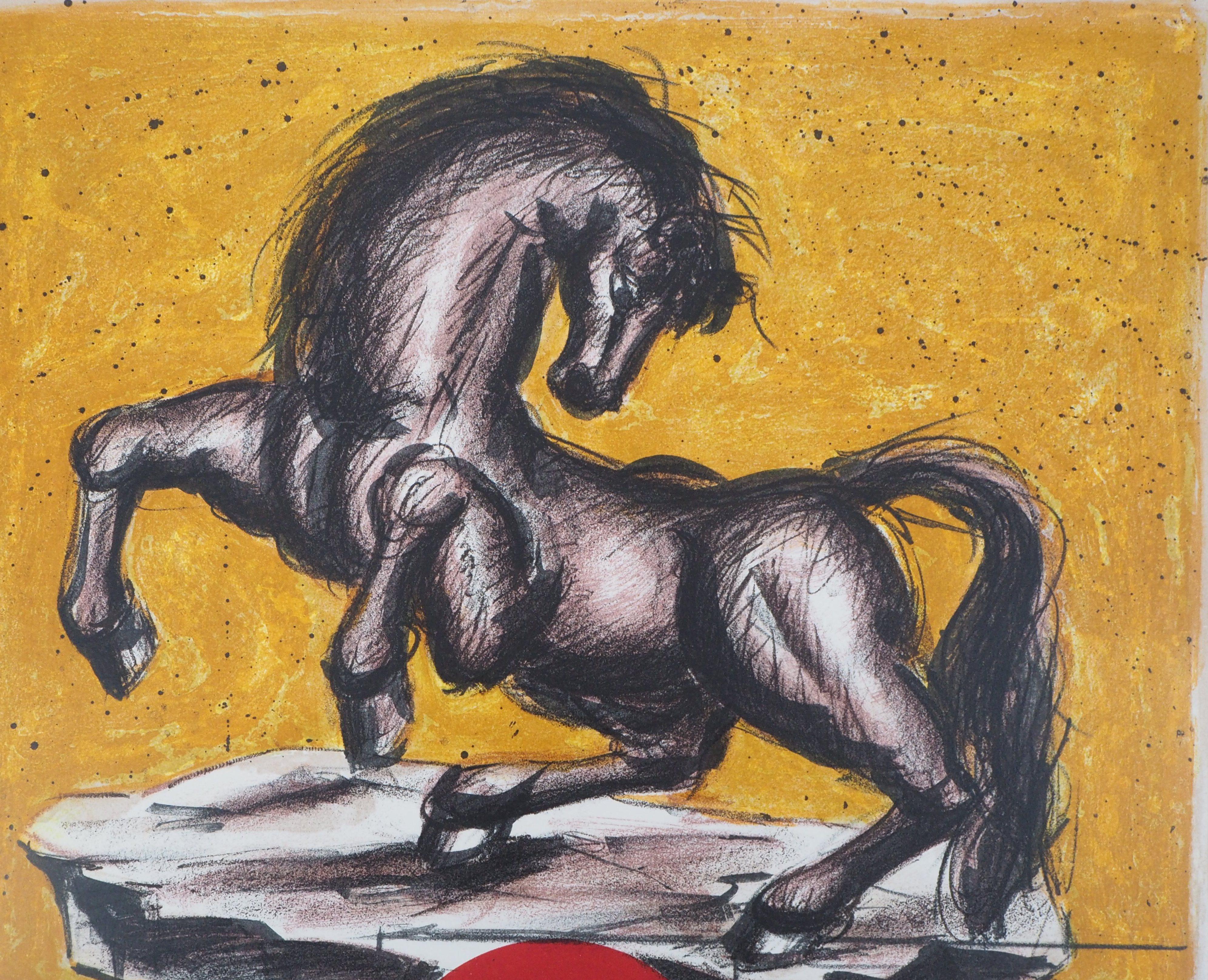 Cavallo Fantastico (Dopo la Tempesta) - Litografia originale firmata dalle mani - Landscape Print Beige di Franz Priking